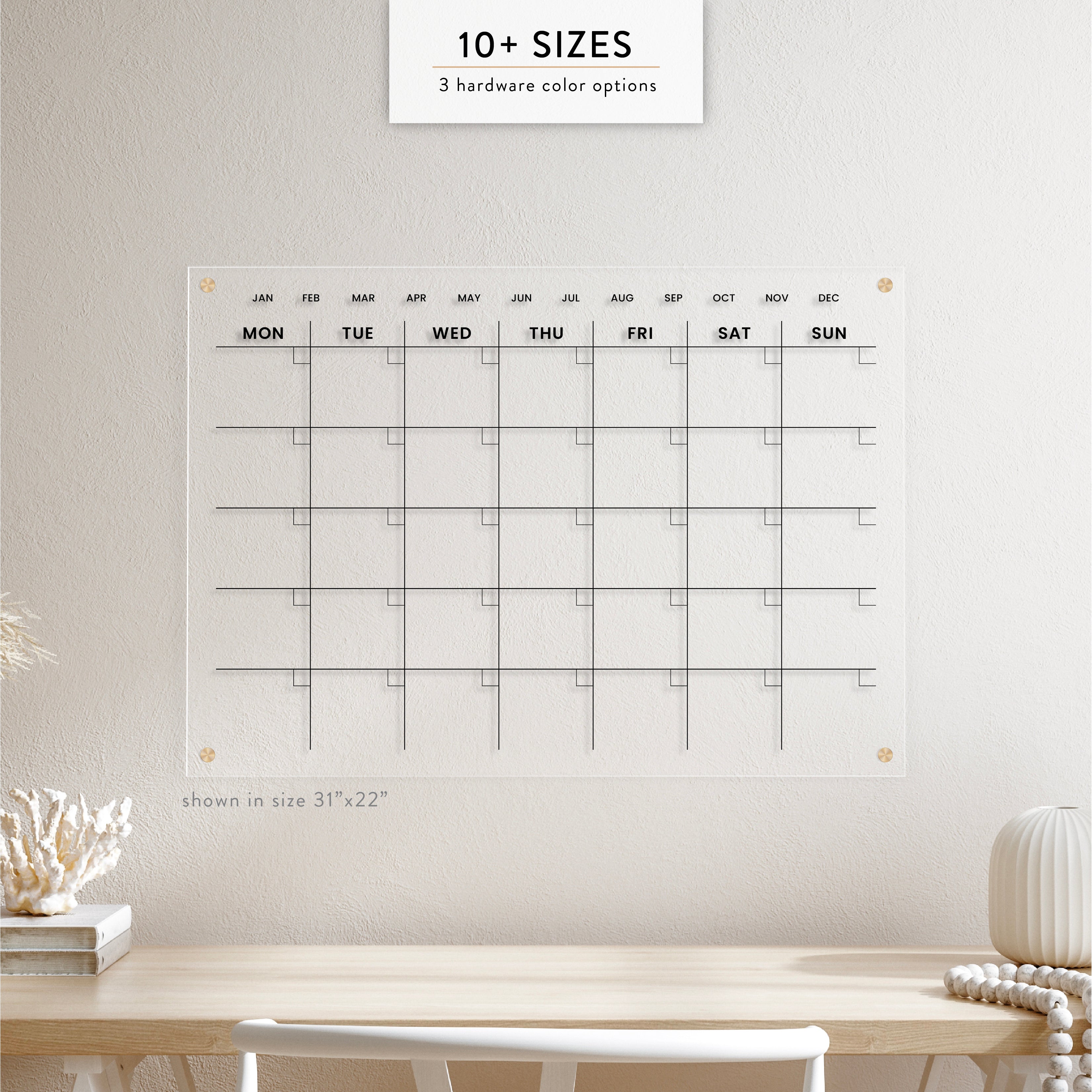Month at a Glance Acrylic Wall Calendar