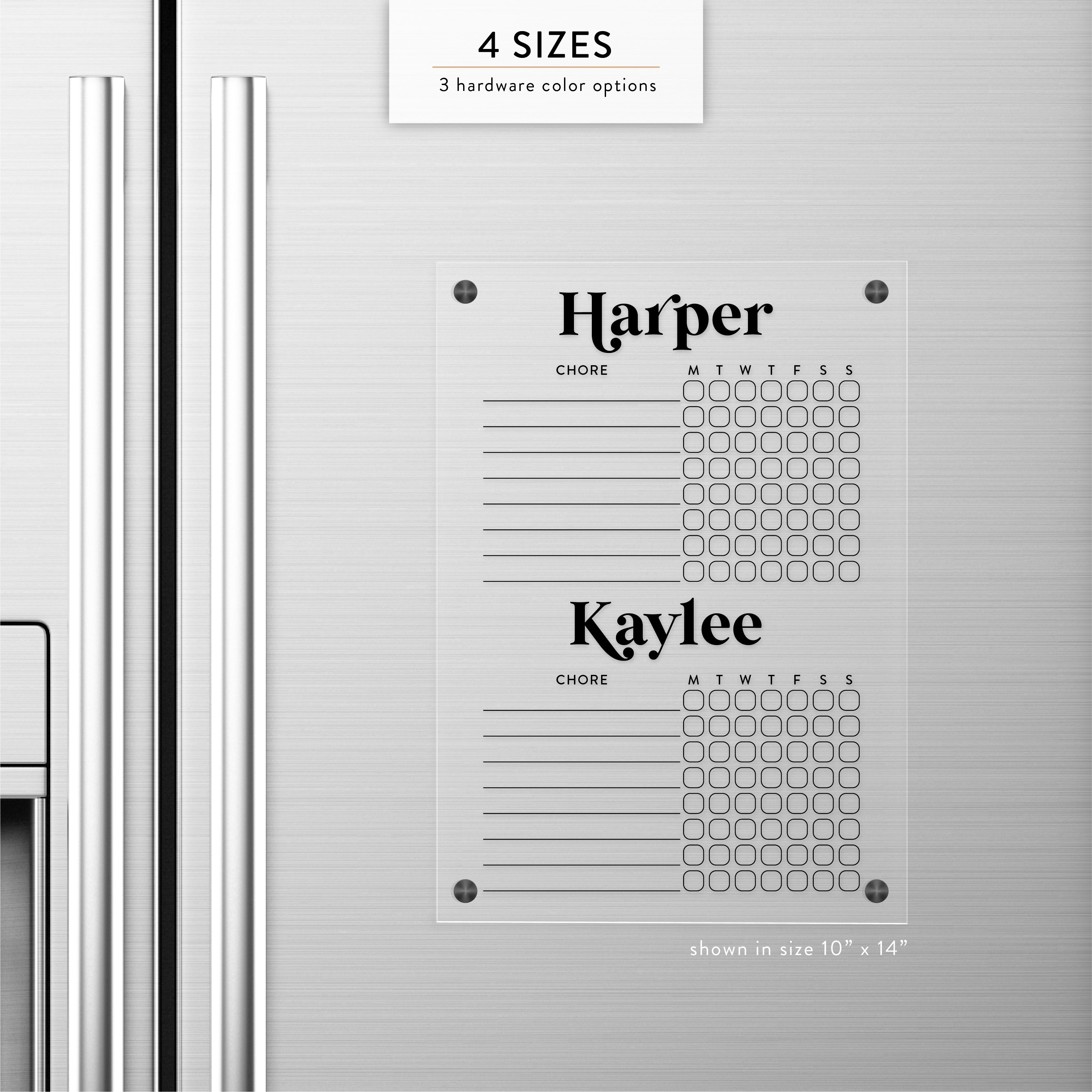 Personalized Kid's Magnetic Acrylic Chore Chart for Two