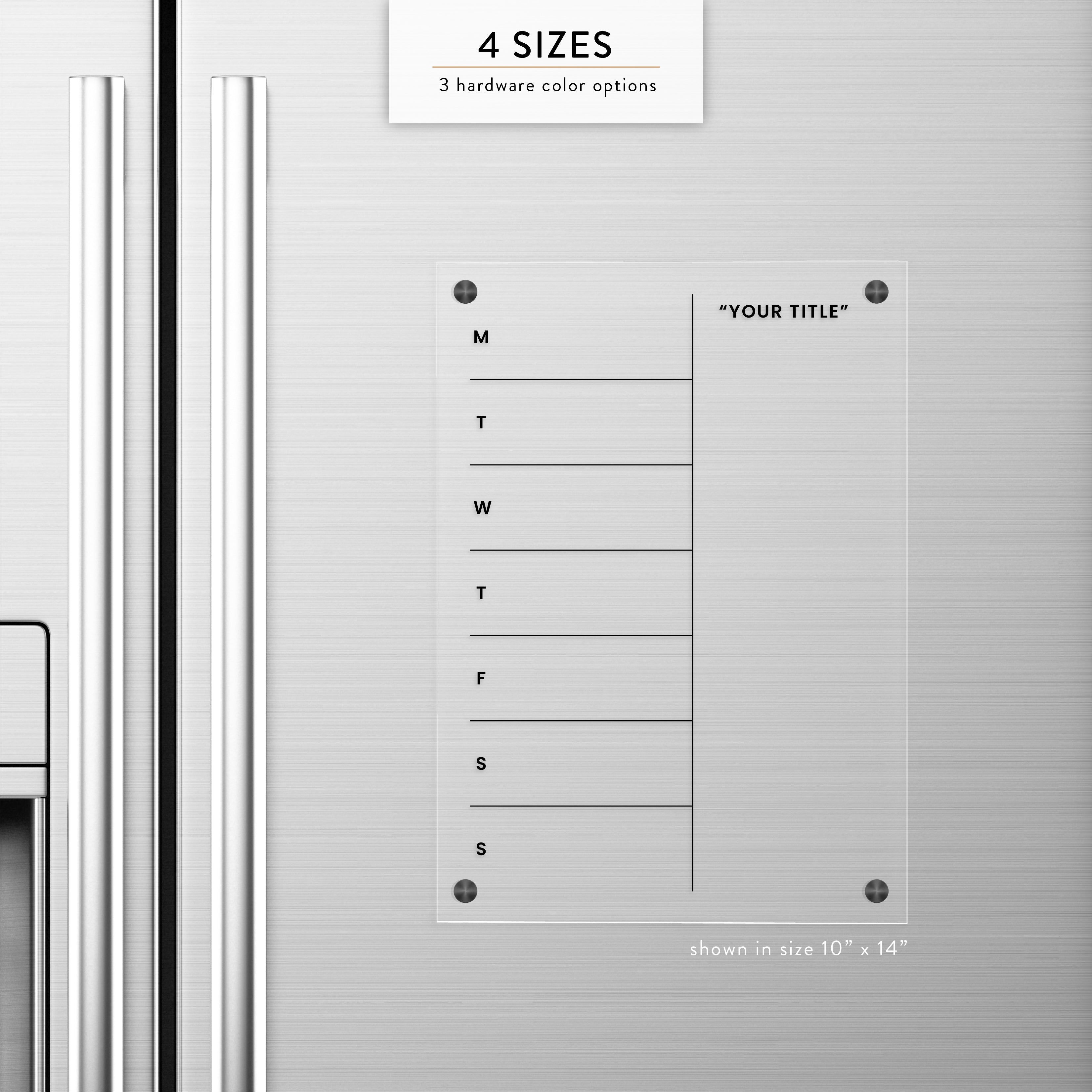Weekly and Custom Sidebar Magnetic Acrylic Calendar