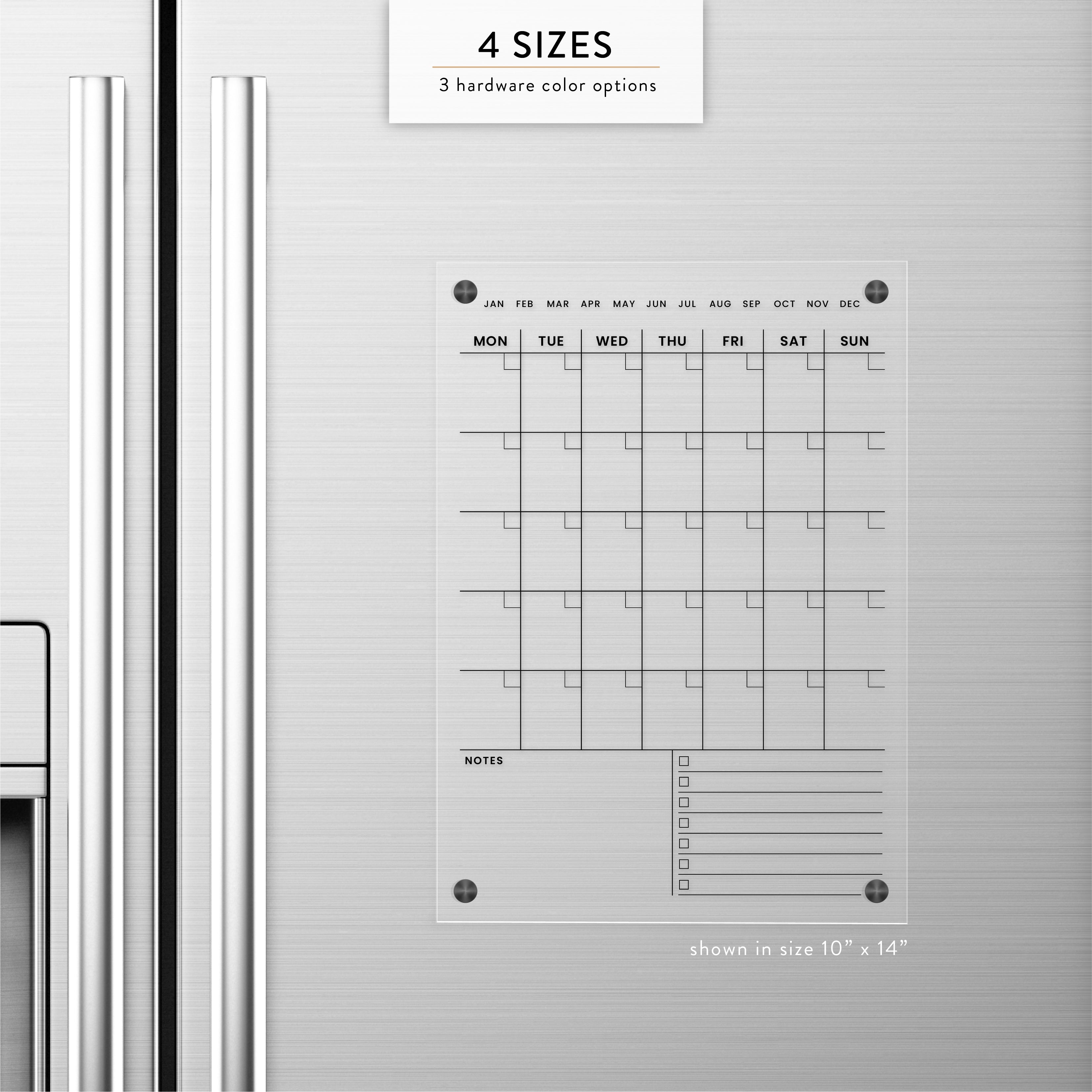 Monthly + Notes and Checklist Magnetic Acrylic Calendar
