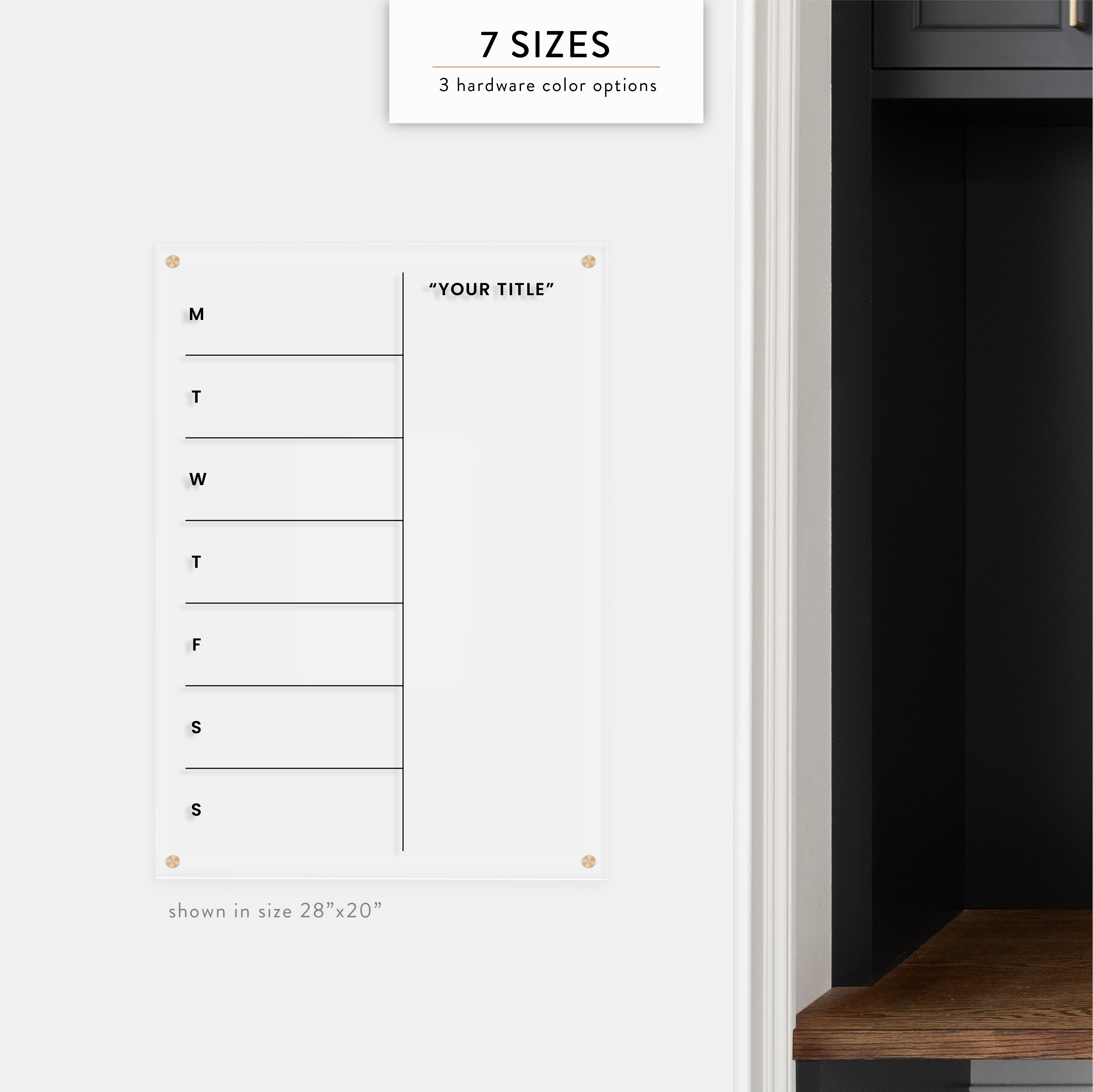 Weekly + Custom Sidebar Acrylic Wall Calendar