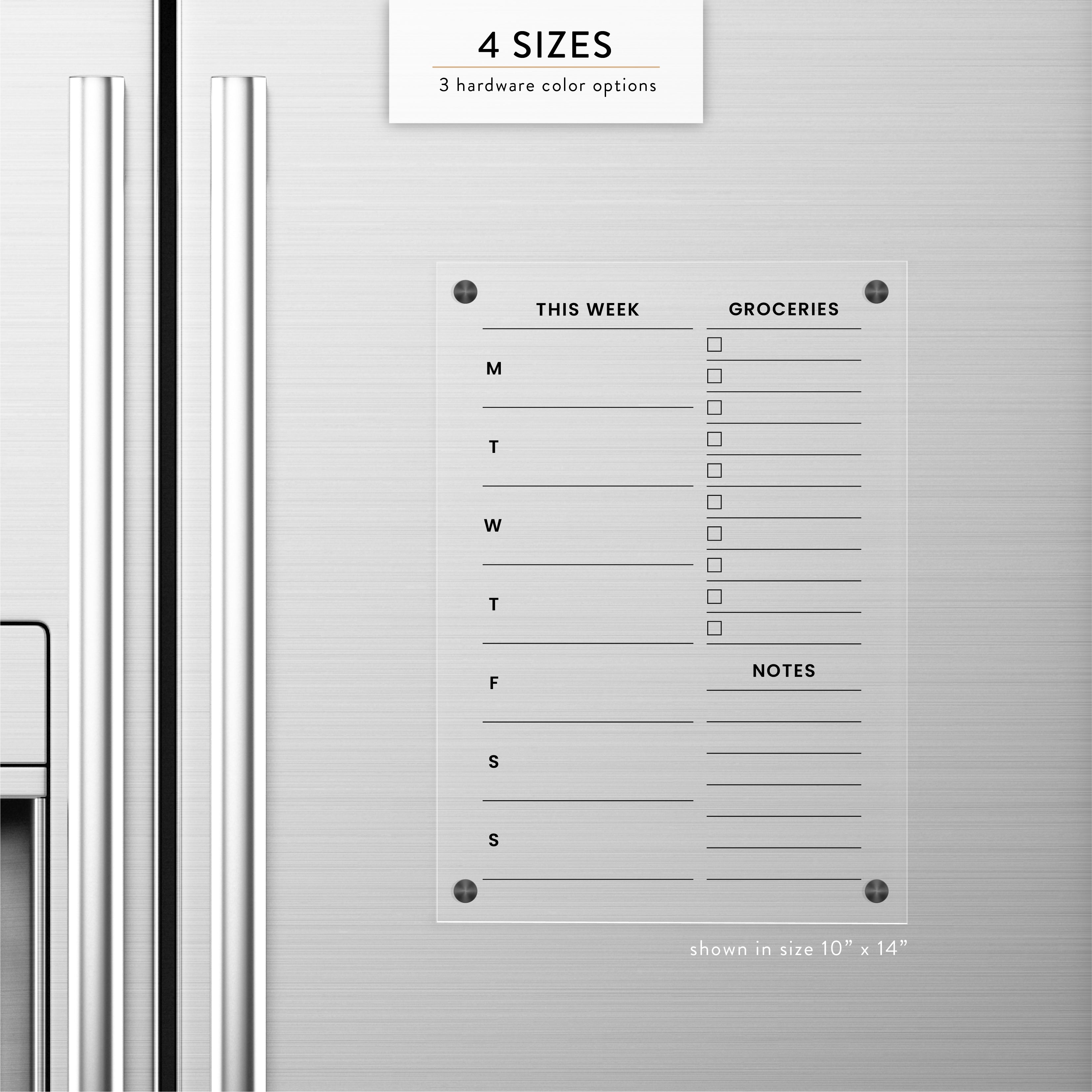 Weekly + Customizable Sidebar Magnetic Acrylic Calendar