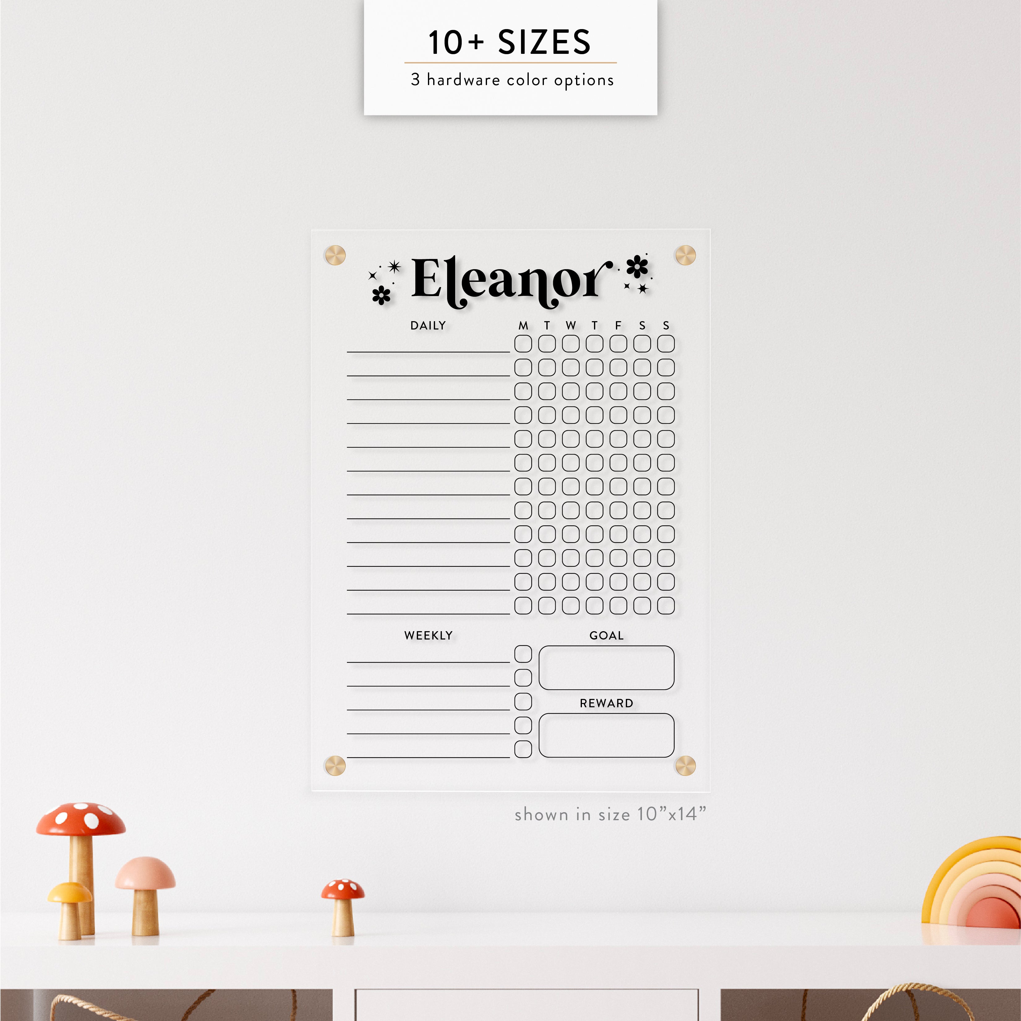 Kid's Personalized Acrylic Chore Chart with Custom Hobby Embellishment