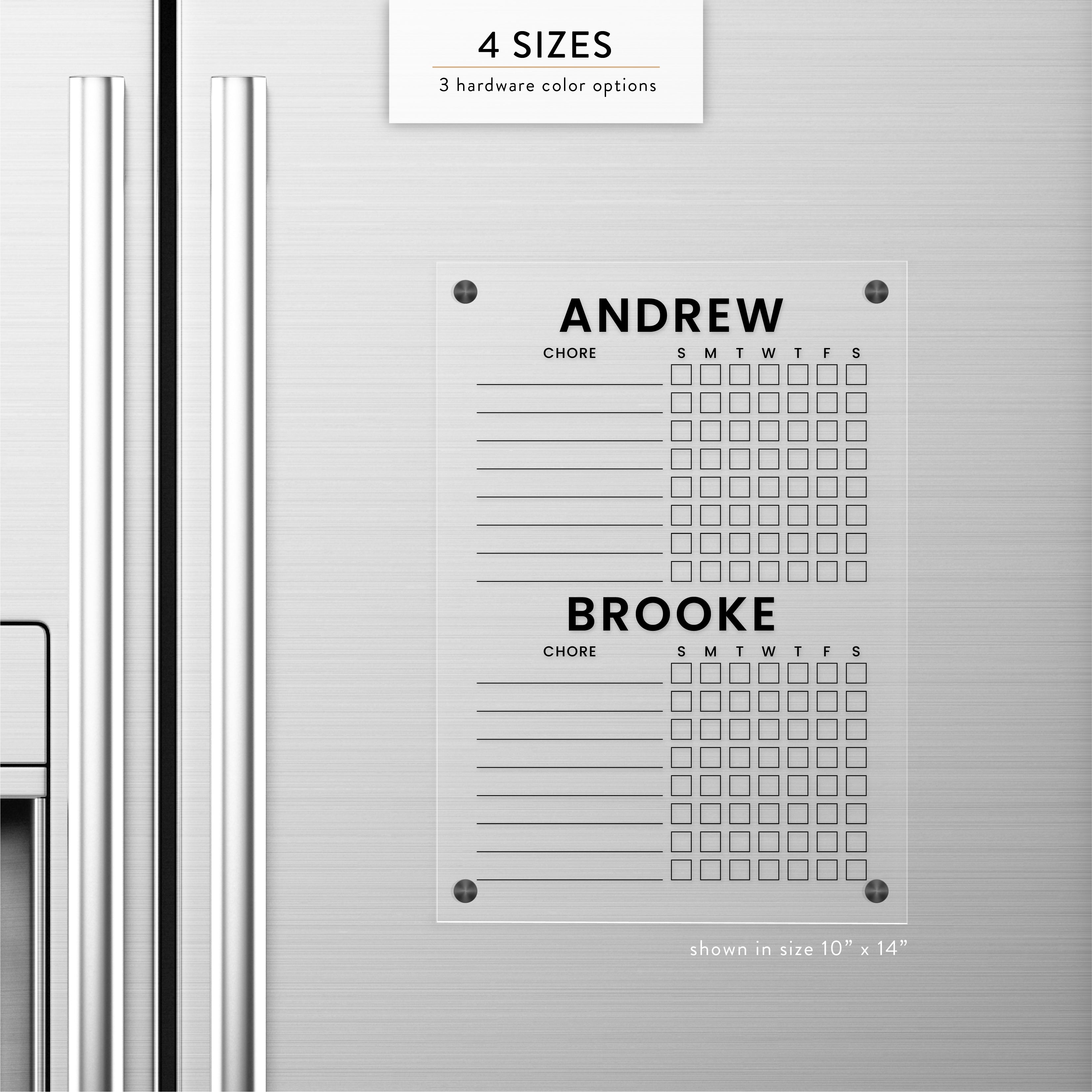 Personalized Kid's Magnetic Acrylic Chore Chart for Two