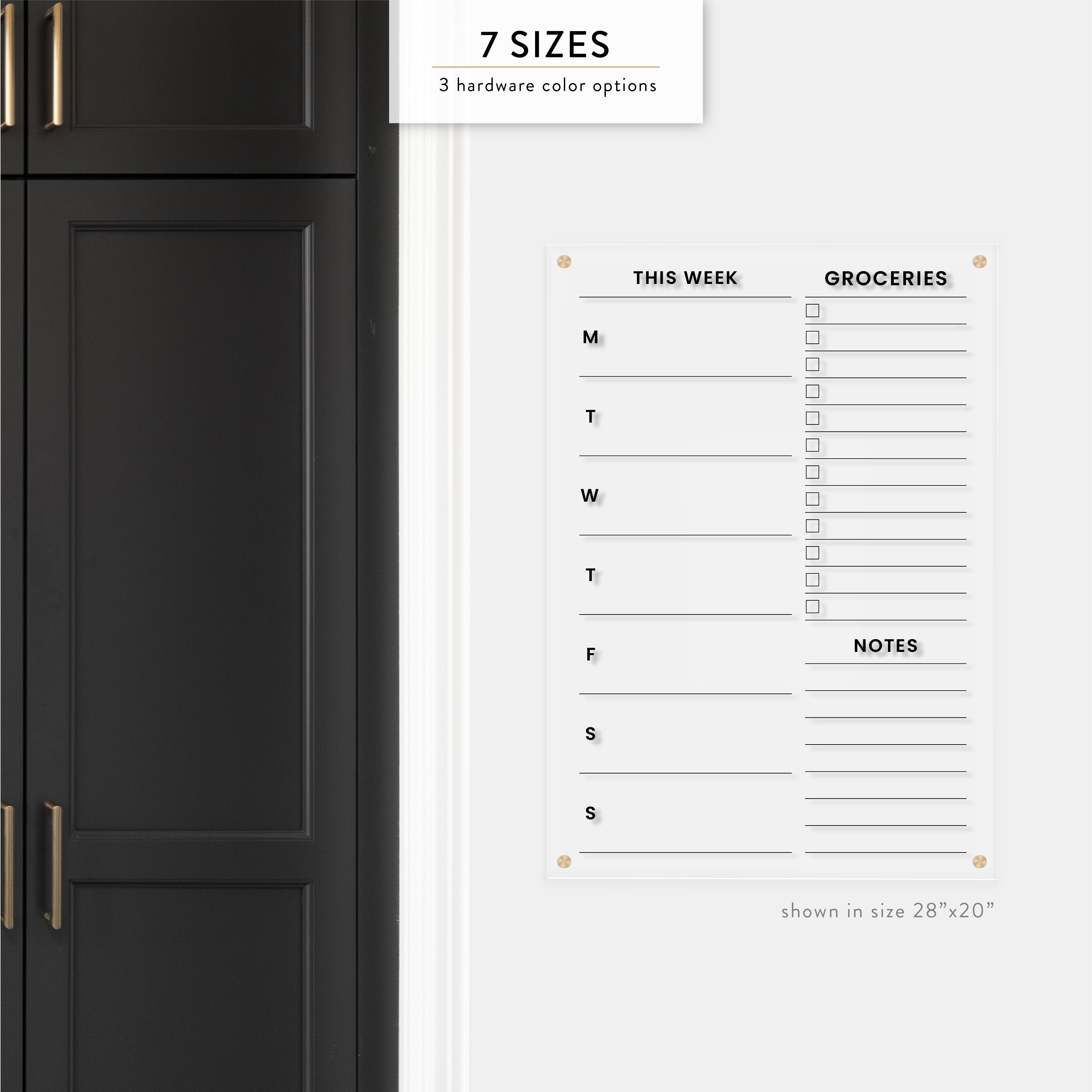 Weekly + Customizable Sidebar Acrylic Wall Calendar