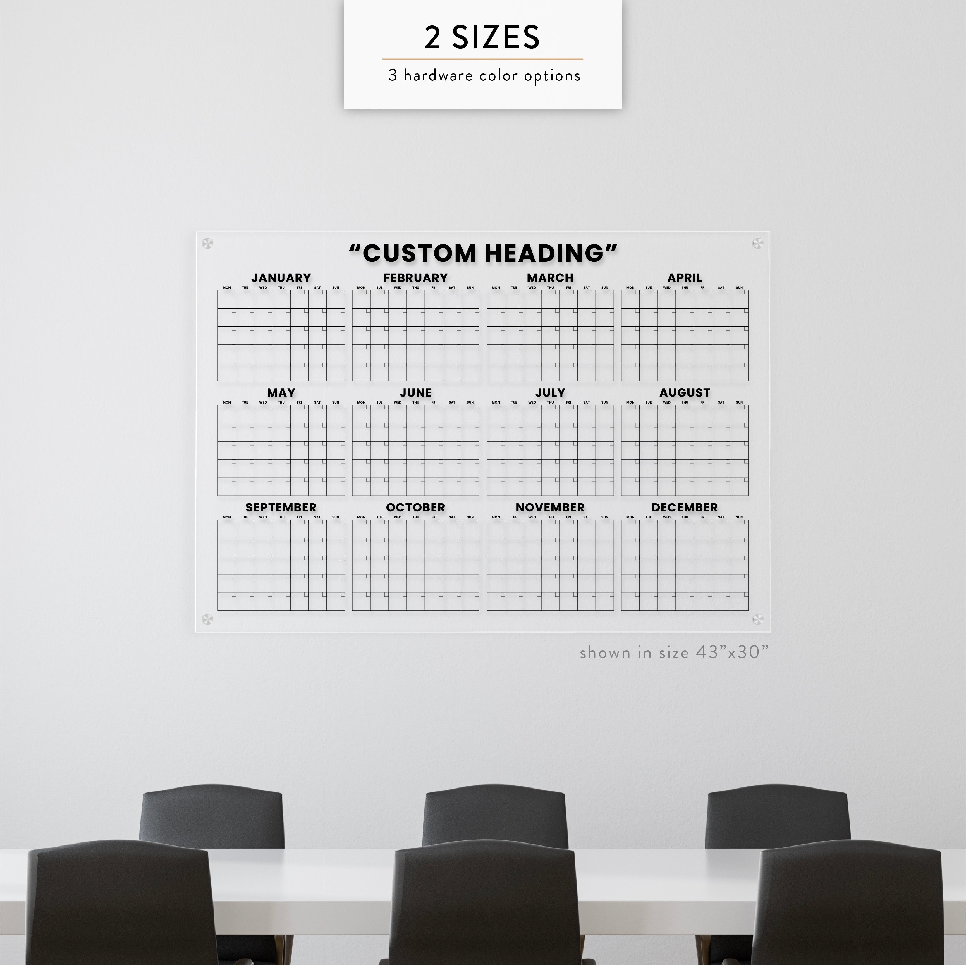 Personalized Twelve Month Acrylic Wall Calendar