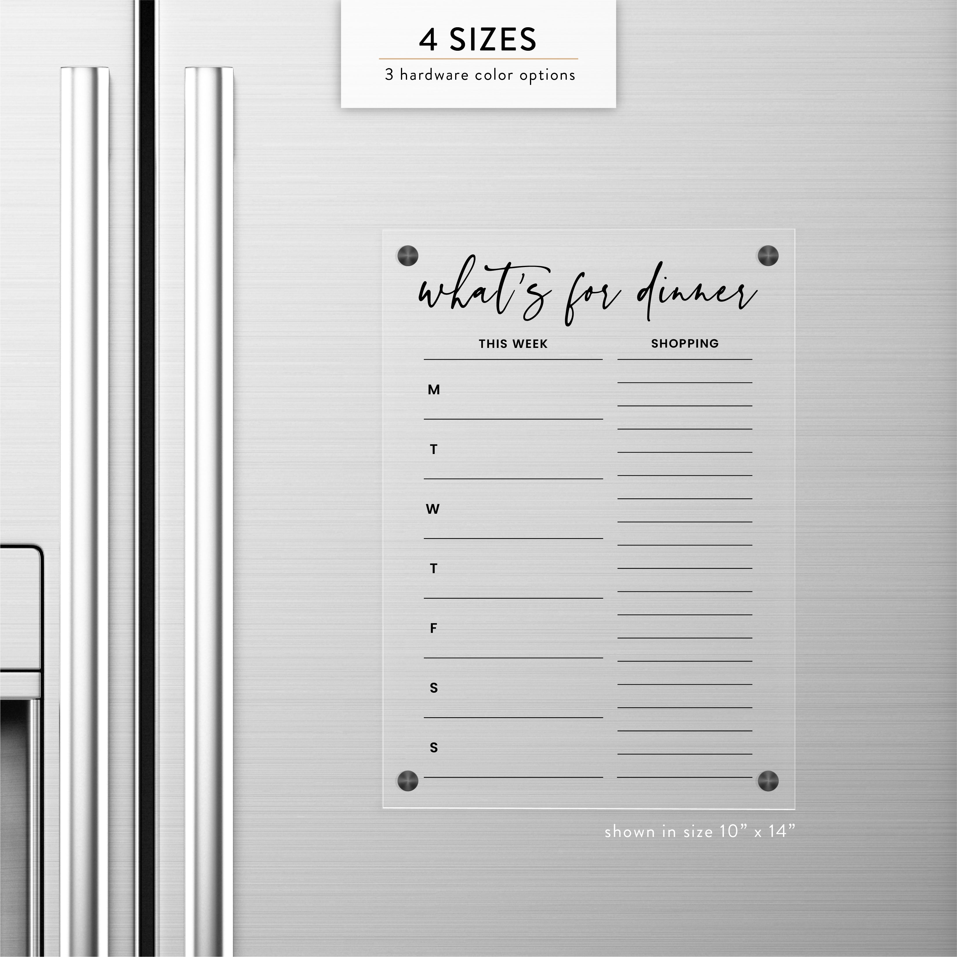 Meal Planning Magnetic Acrylic Fridge Wet/Dry Erase Board