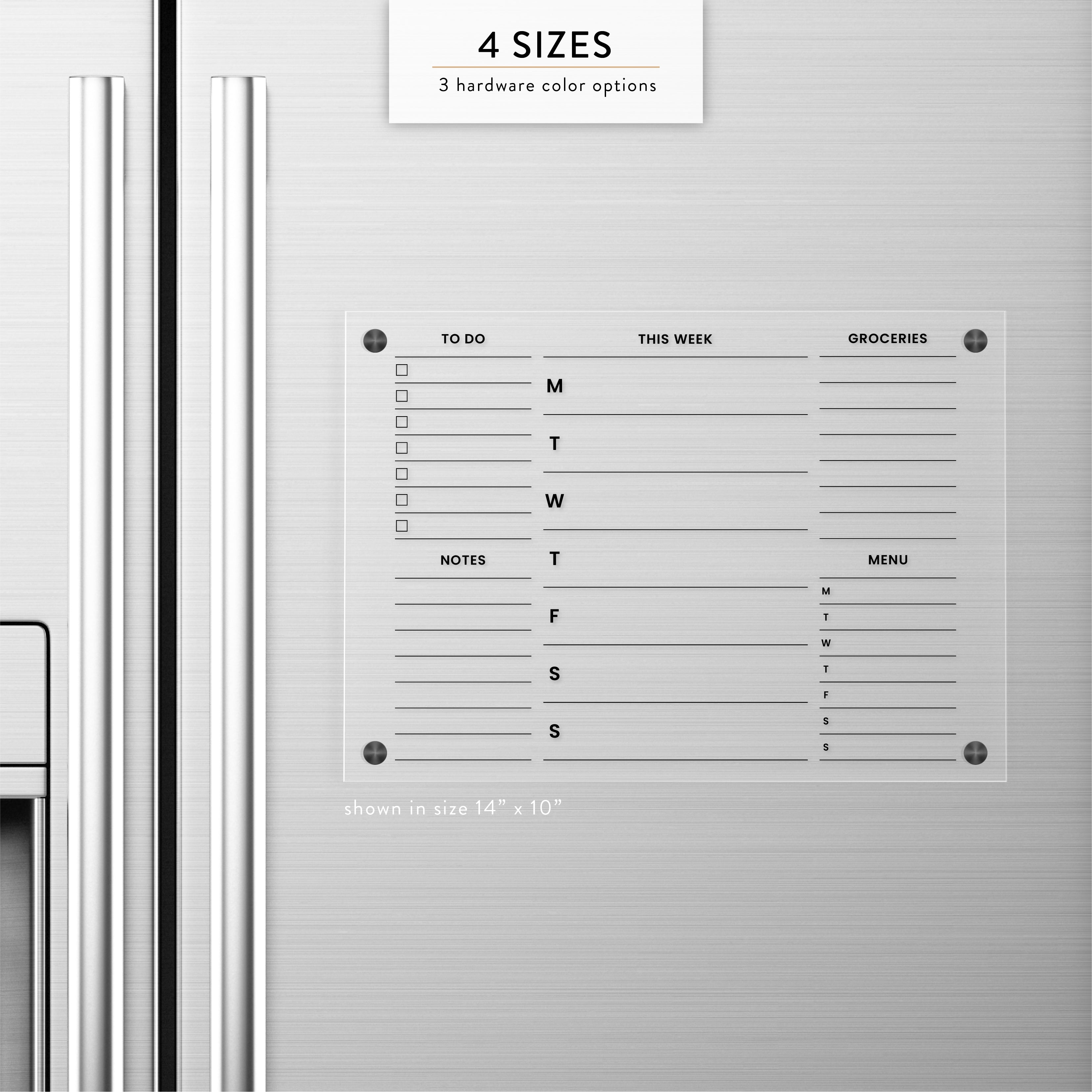 Weekly + Double Sidebar Magnetic Acrylic Fridge Calendar