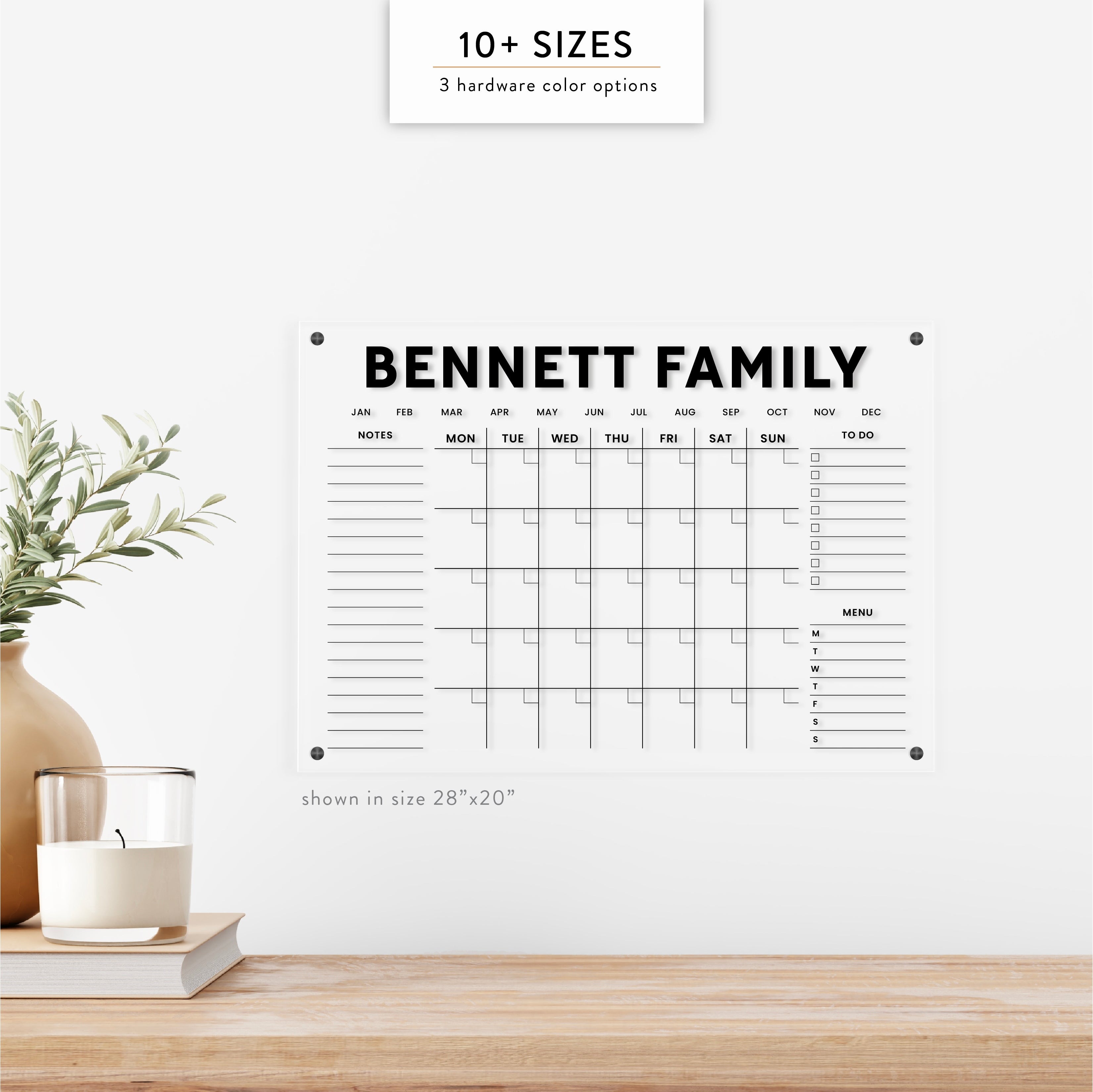 Personalized Monthly with Dual Sidebar Acrylic Wall Calendar