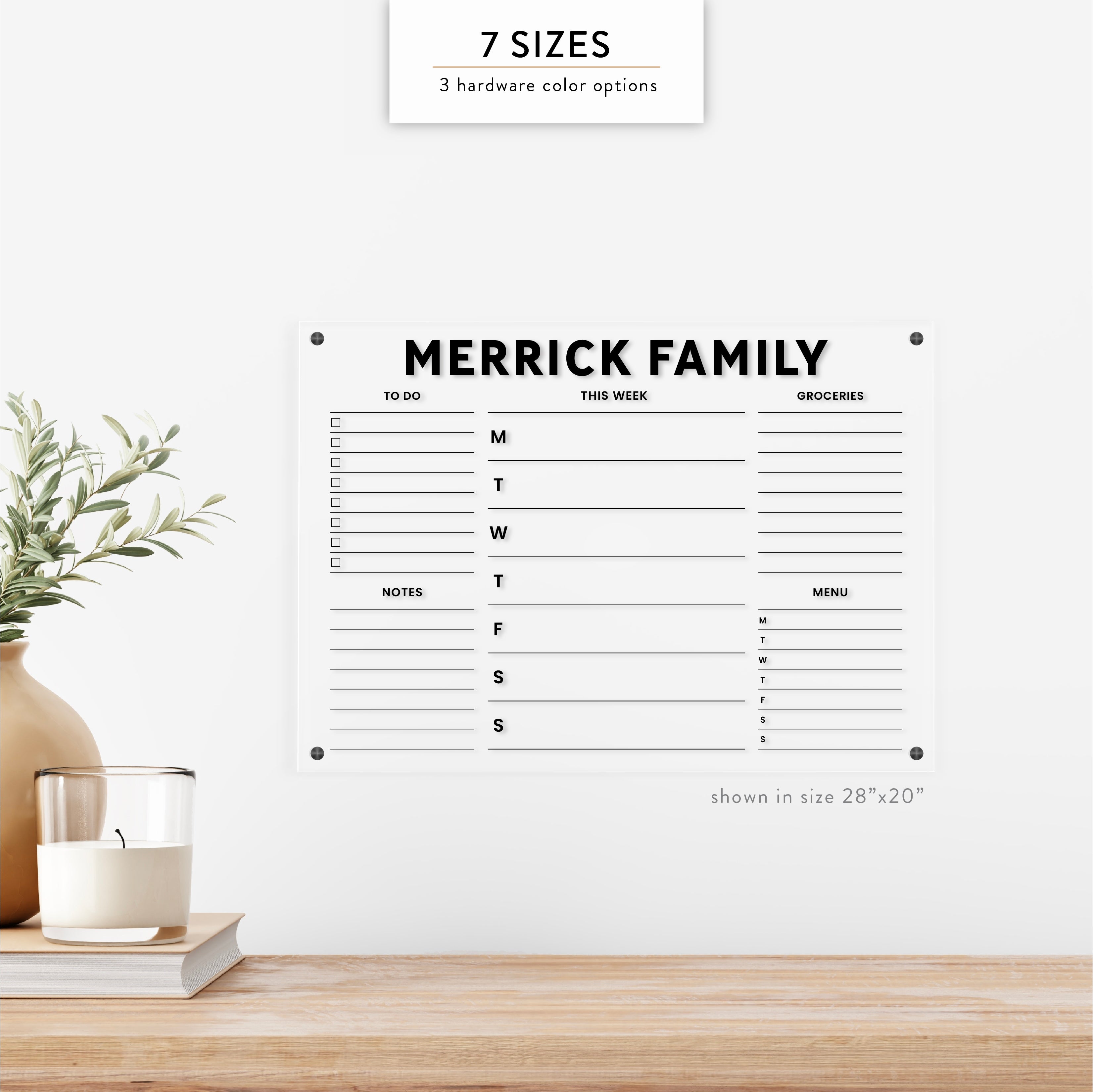 Personalized Weekly & Double Sidebar Acrylic Wall Calendar