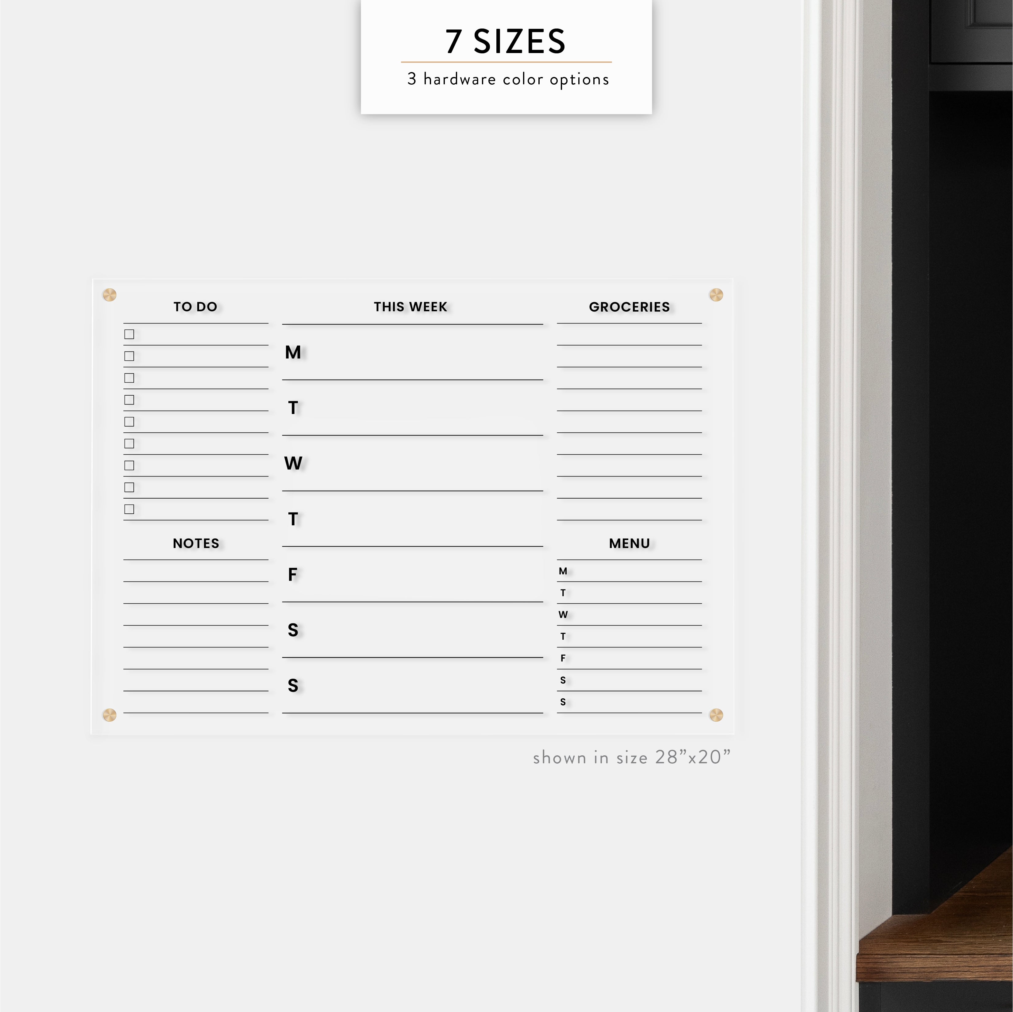Weekly with Double Sidebar Acrylic Wall Calendar