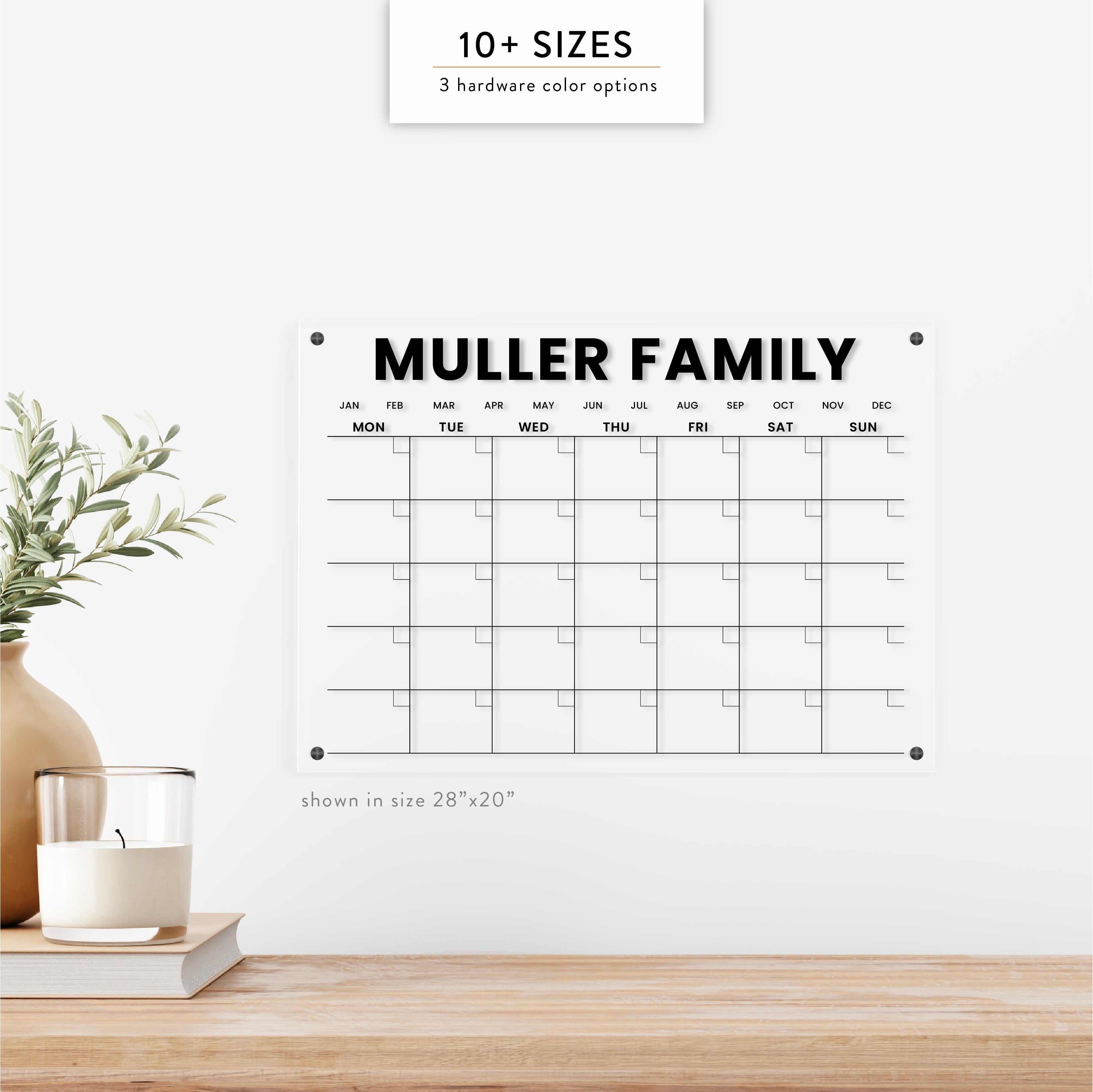 Personalized Monthly Acrylic Wall Calendar