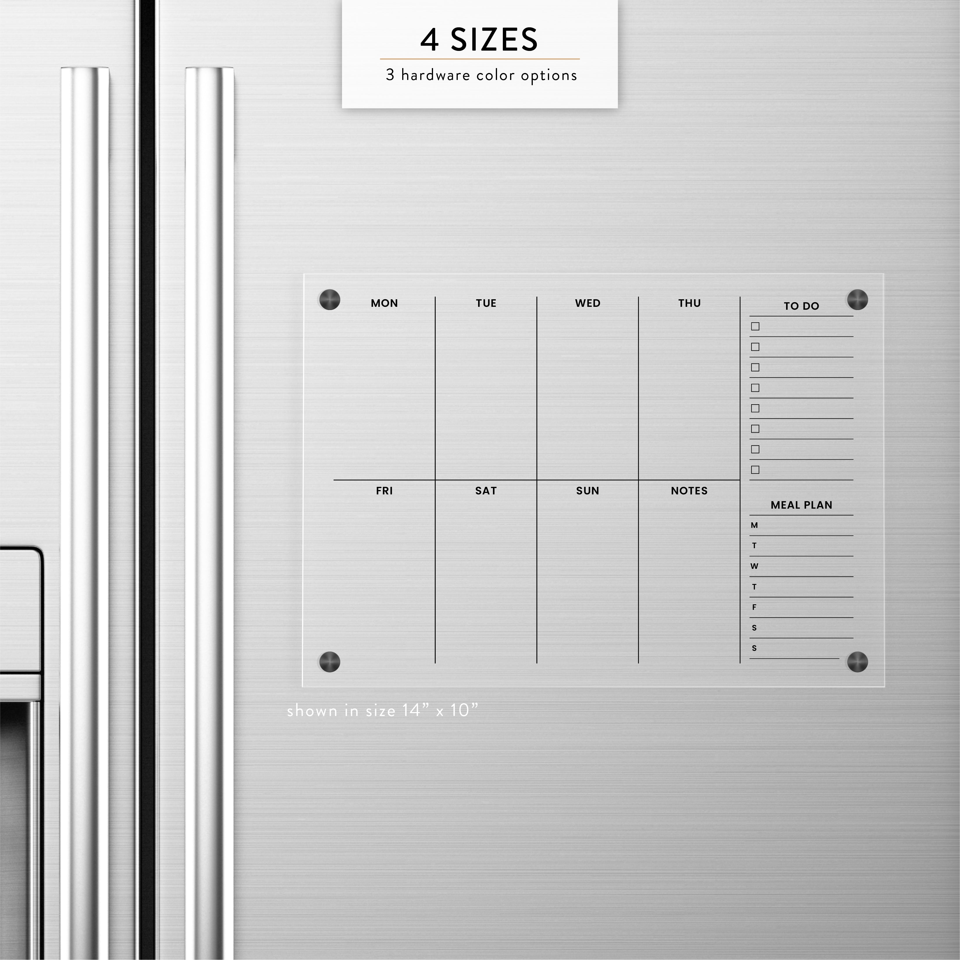 Weekly & Sidebar Magnetic Acrylic Fridge Calendar