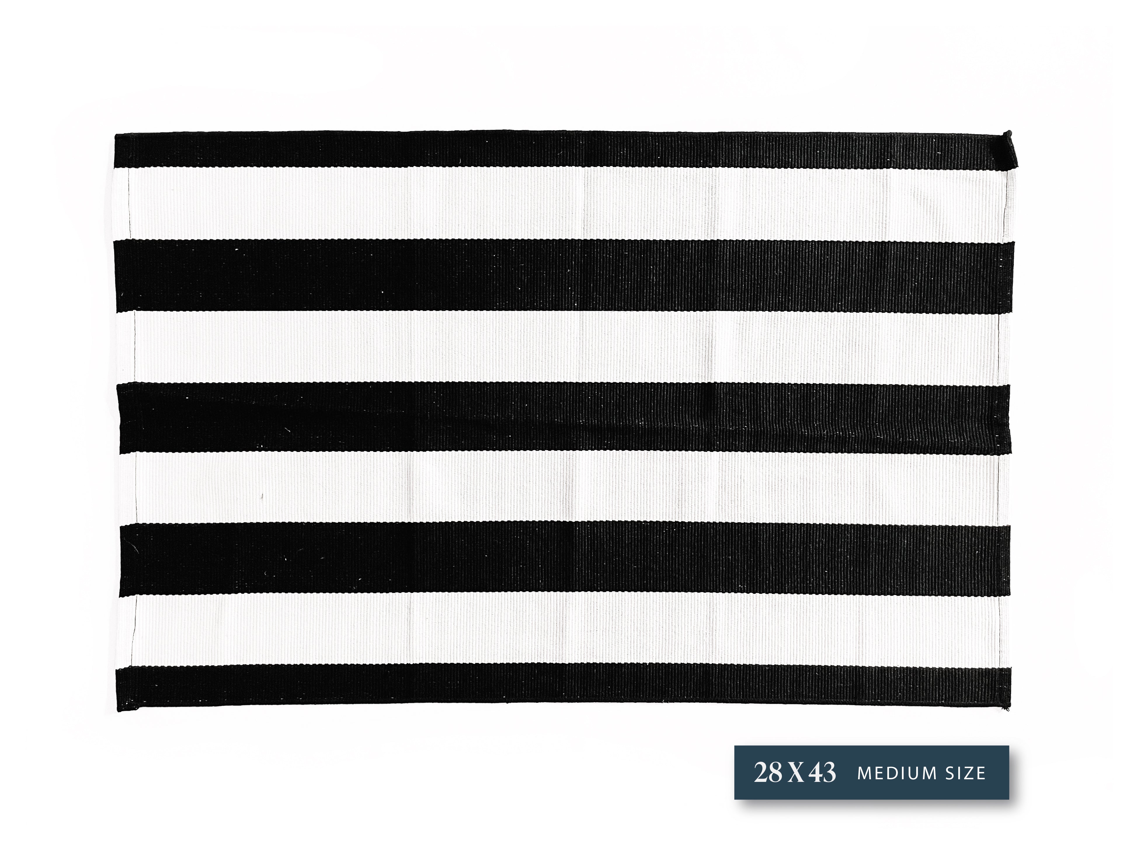 Medium Black and White Horizontal Layering Rug