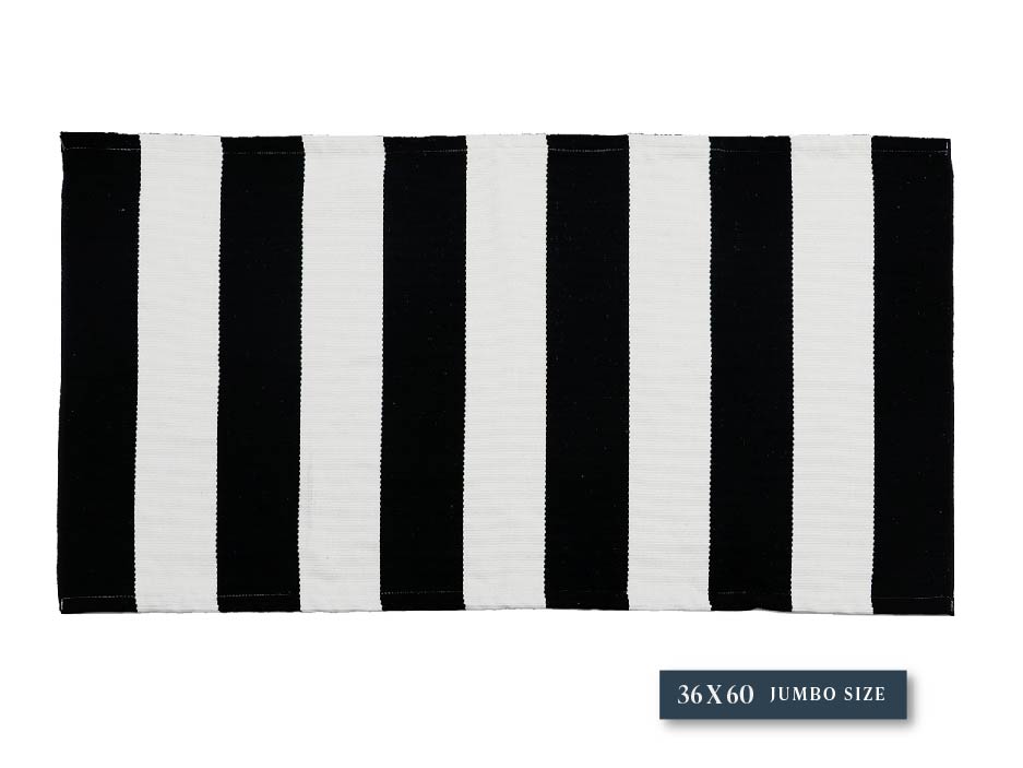 Jumbo Black and White Vertical Stripe Layering Rug