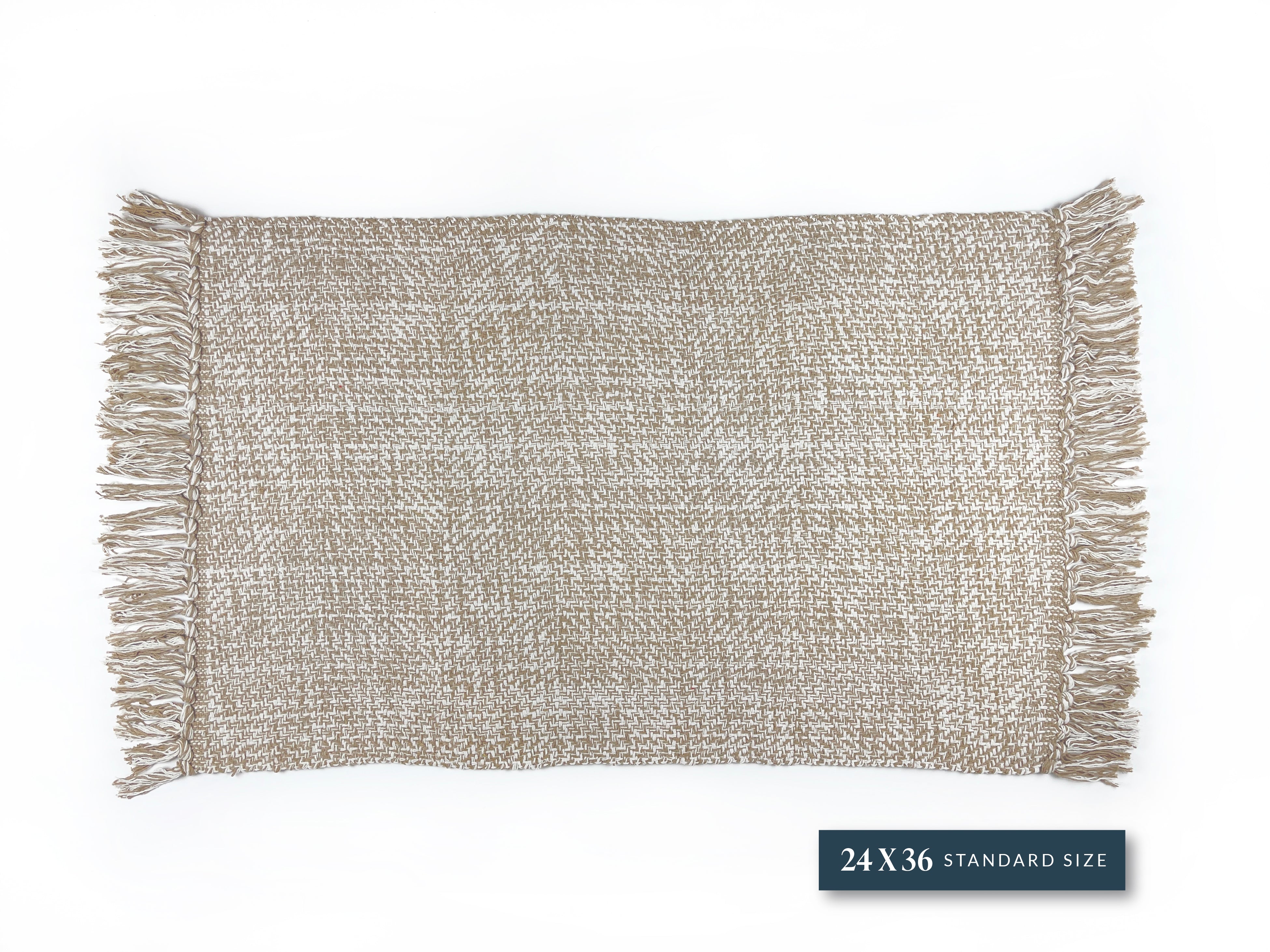 Sand & Ivory Herringbone Tassel Layering Rug