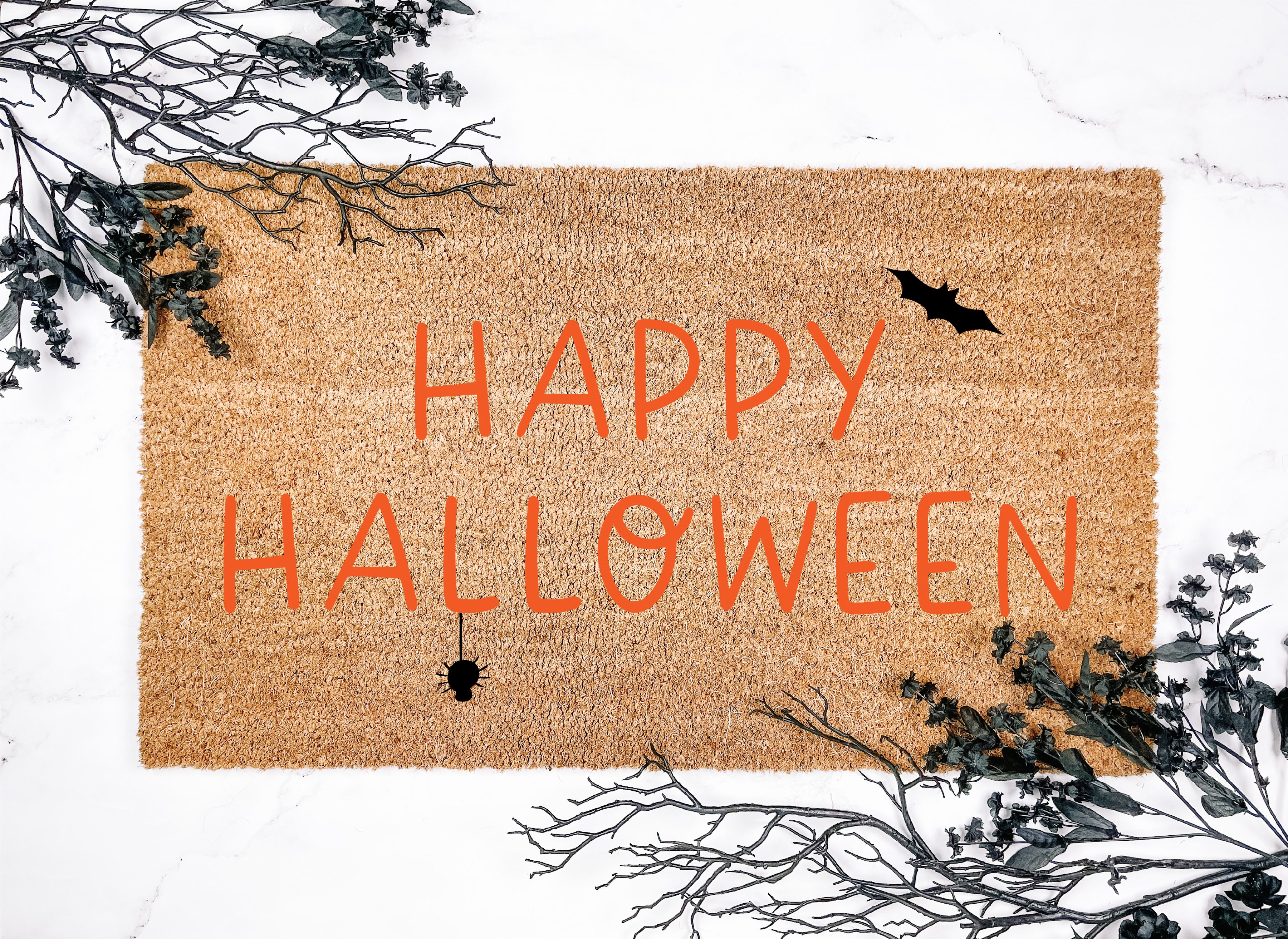 Happy Halloween Orange and Black Doormat