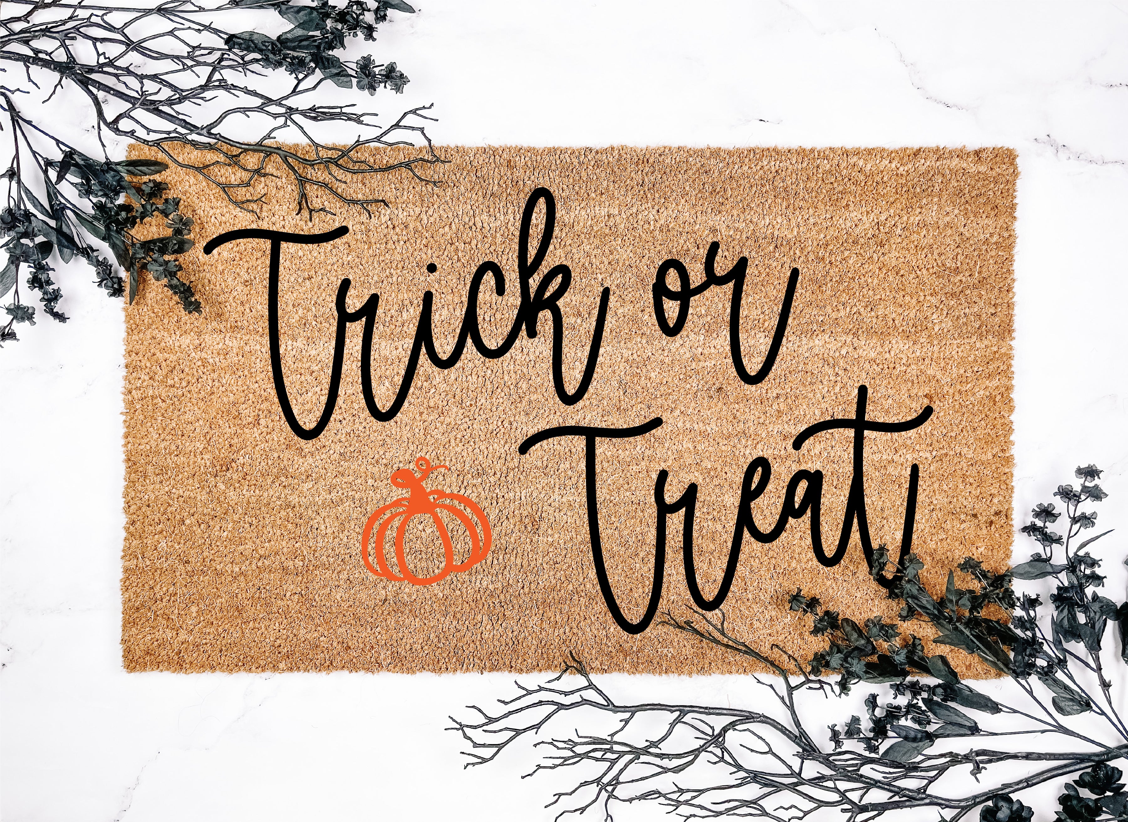 Trick or Treat Orange Pumpkin Doormat