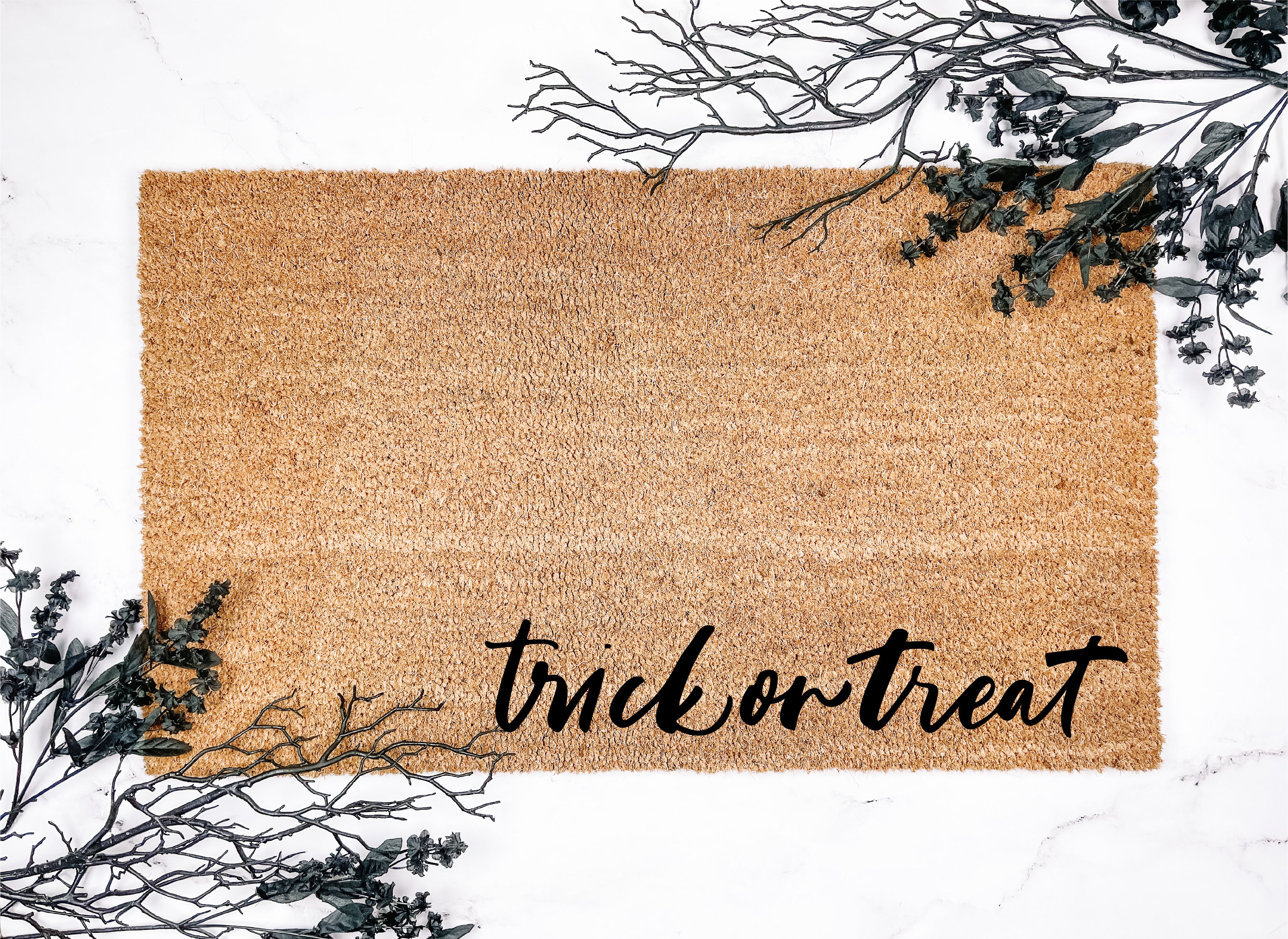 Trick or Treat Modern Script Doormat