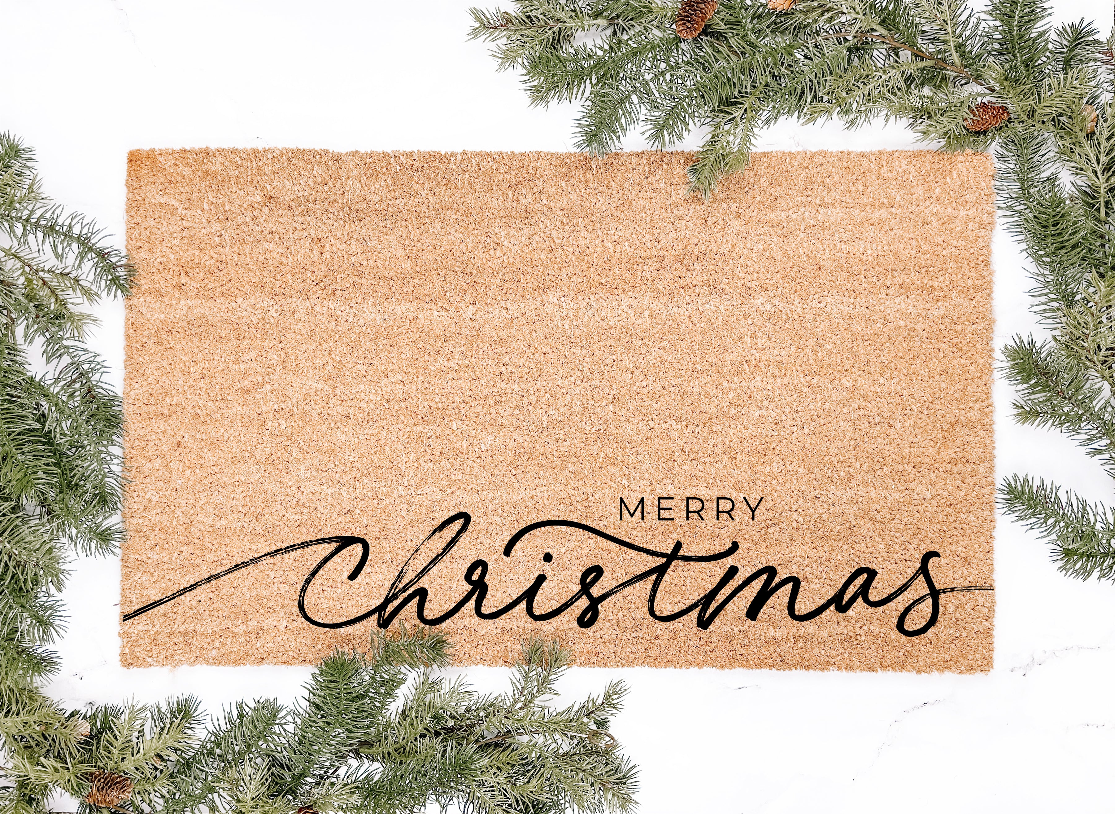 Merry Christmas Script Doormat