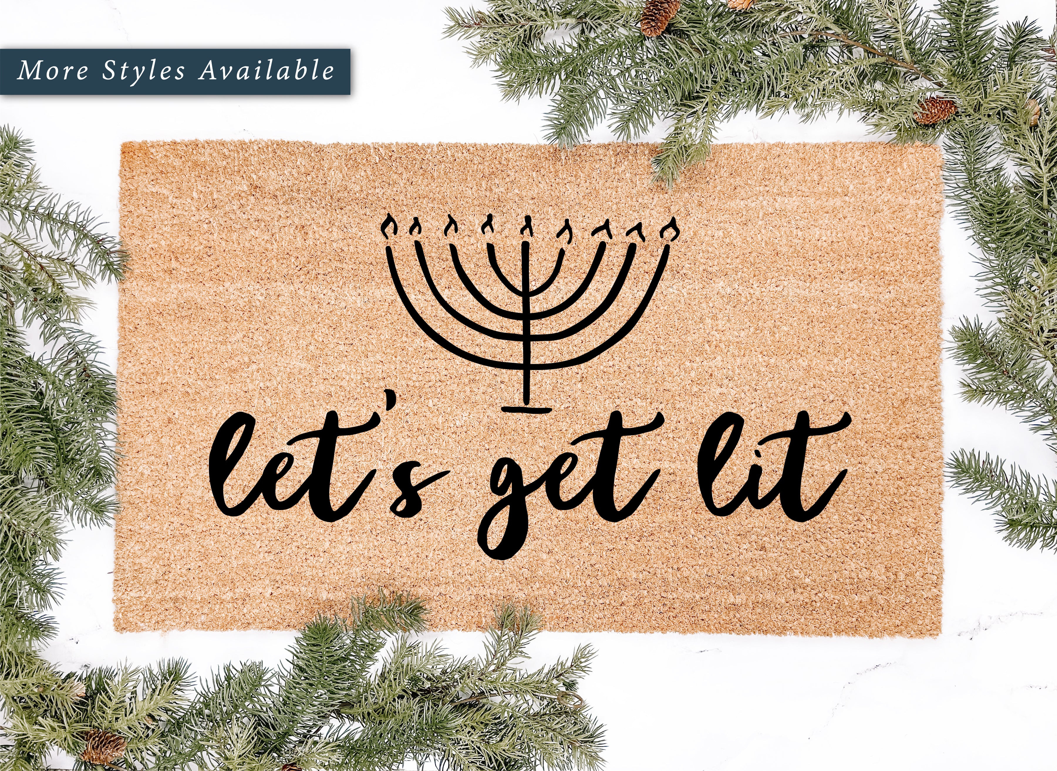Let's Get Lit Menorah Doormat