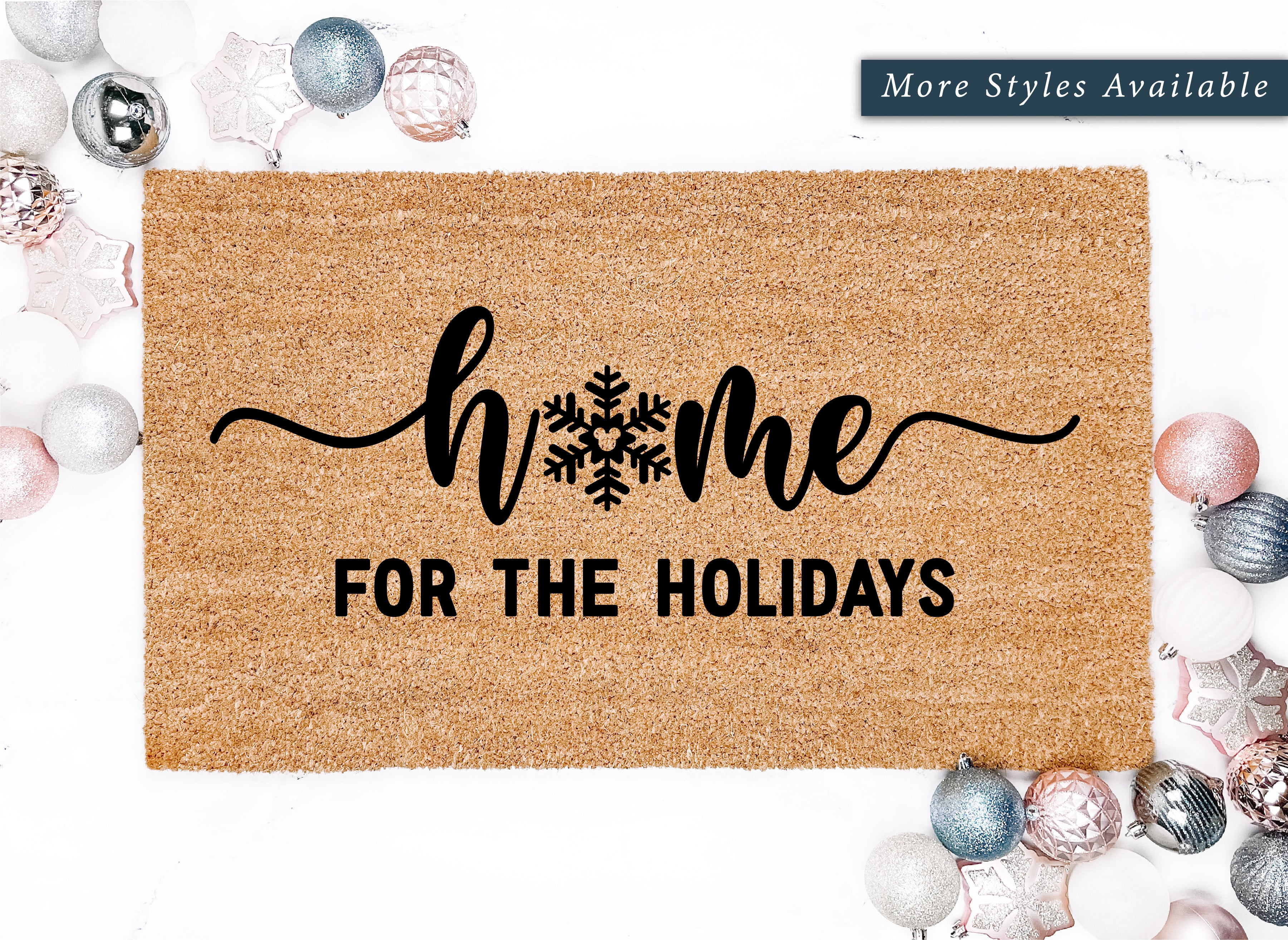 Home For the Holidays Snowflake Doormat