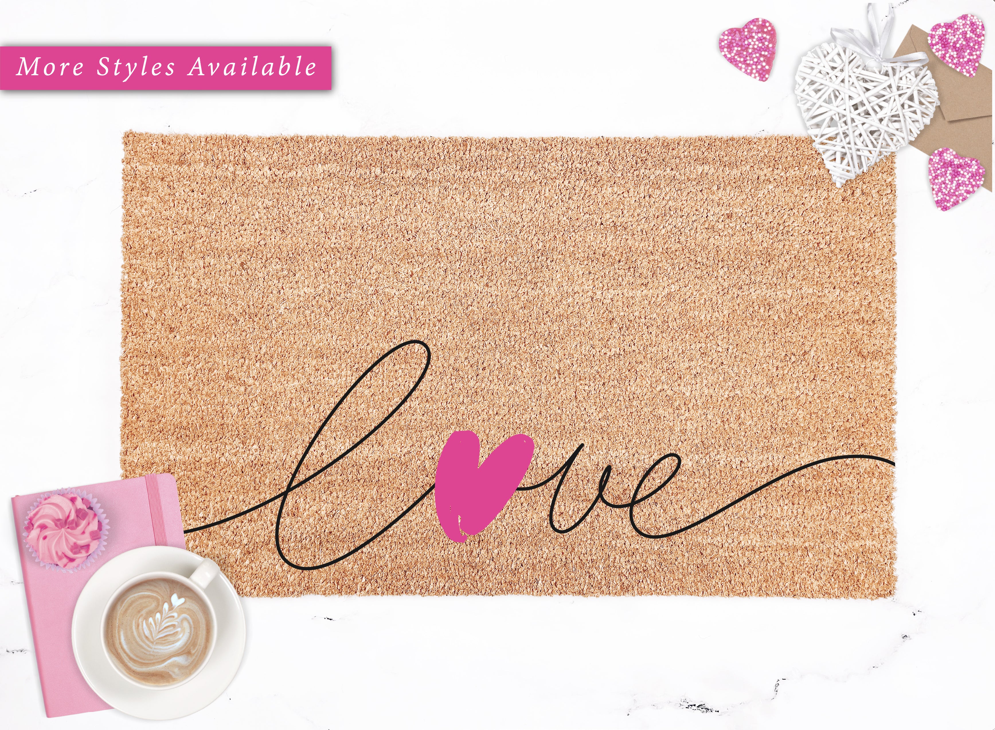 Love Heart Script Doormat