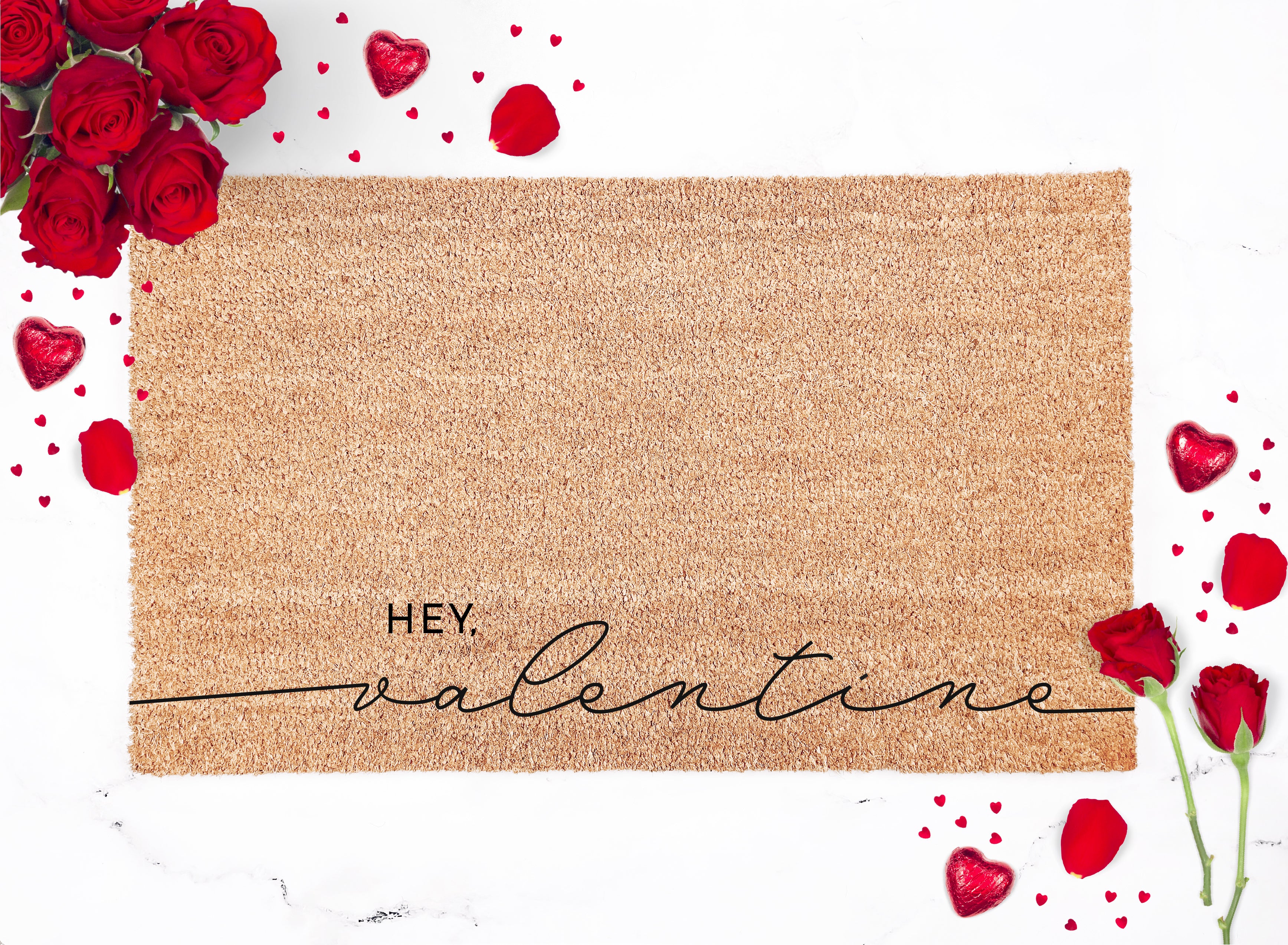Hey Valentine Modern Script Doormat