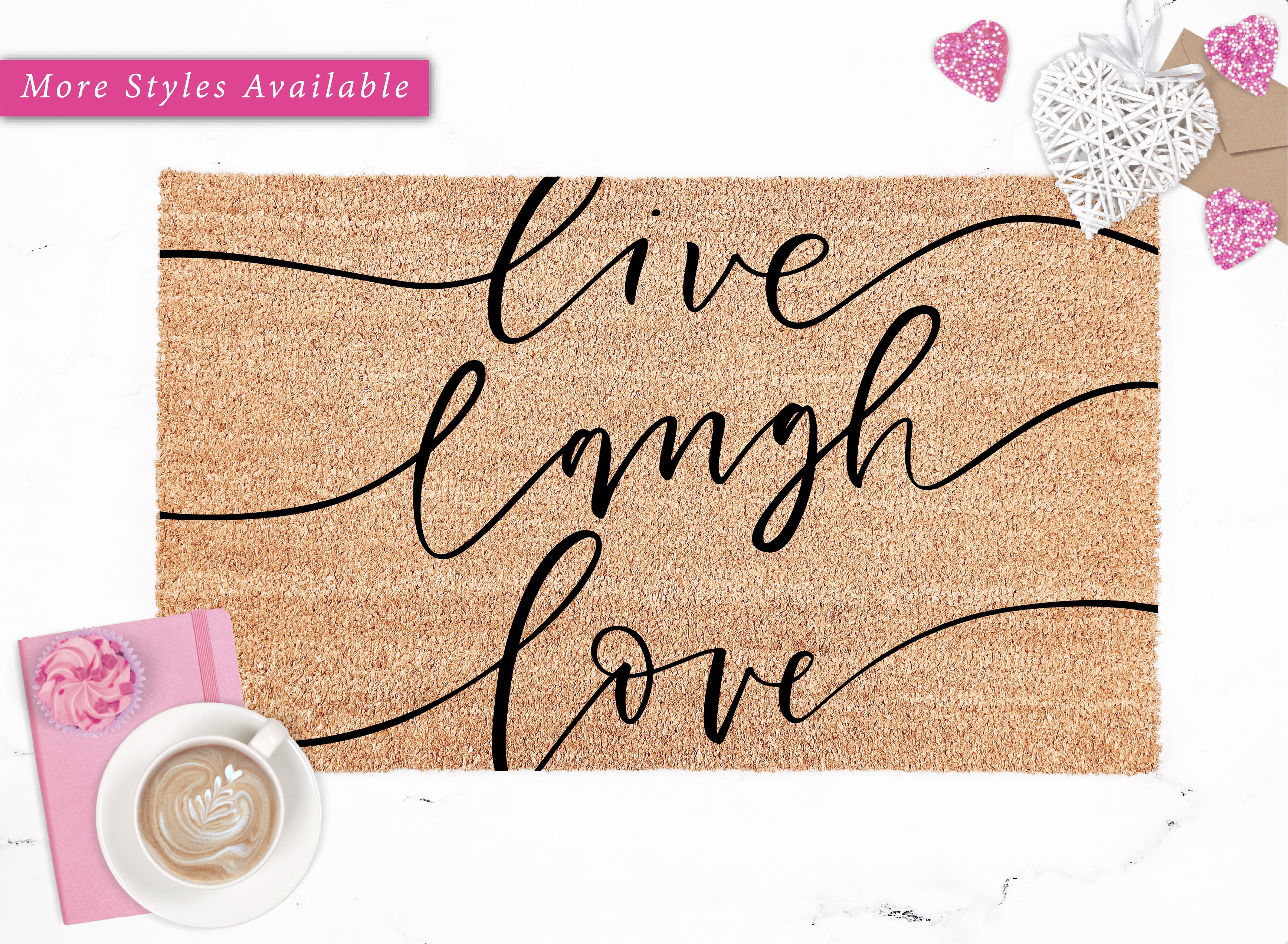 Live Laugh Love Modern Calligraphy Doormat