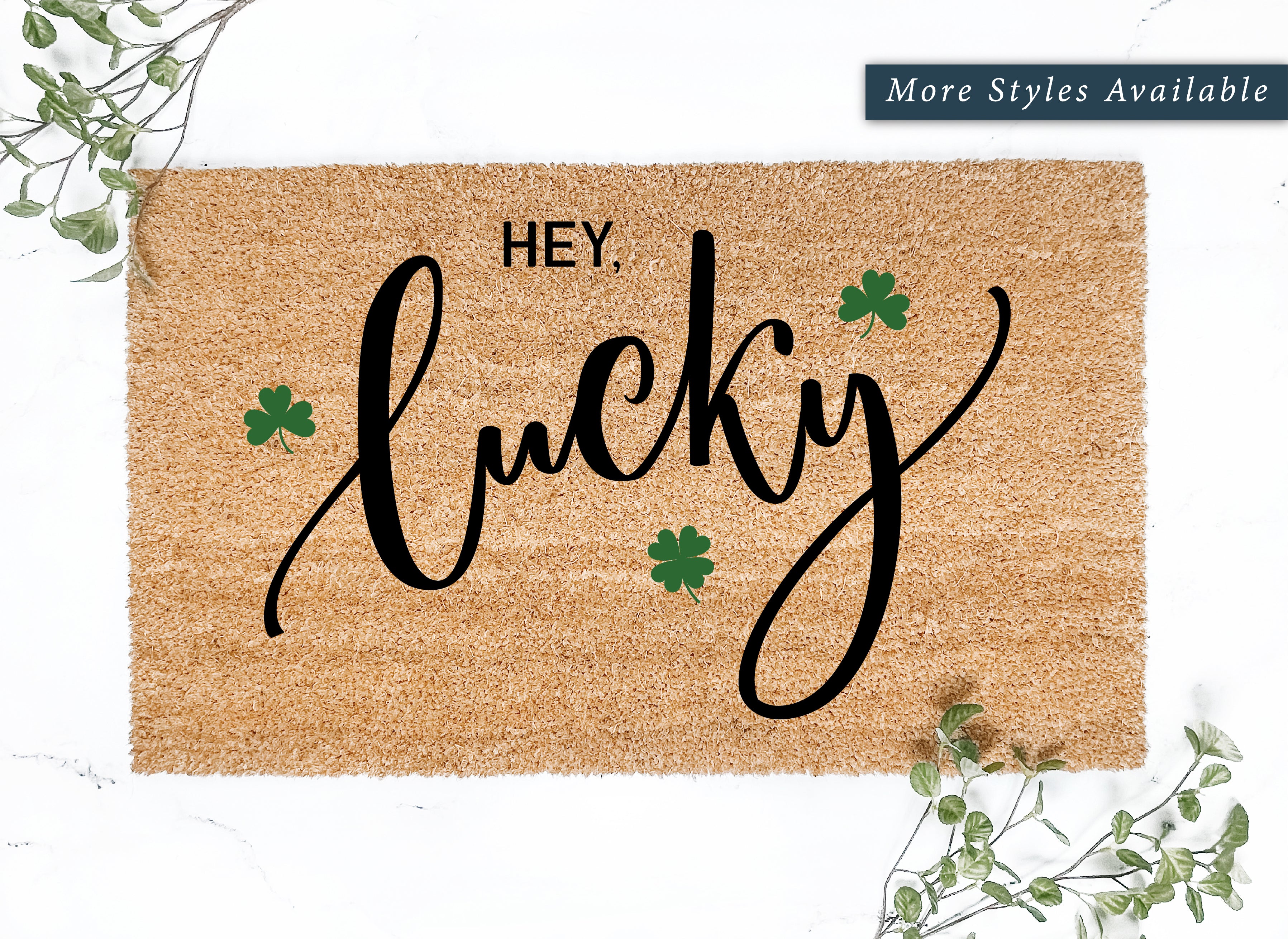 Hey Lucky Clover Doormat