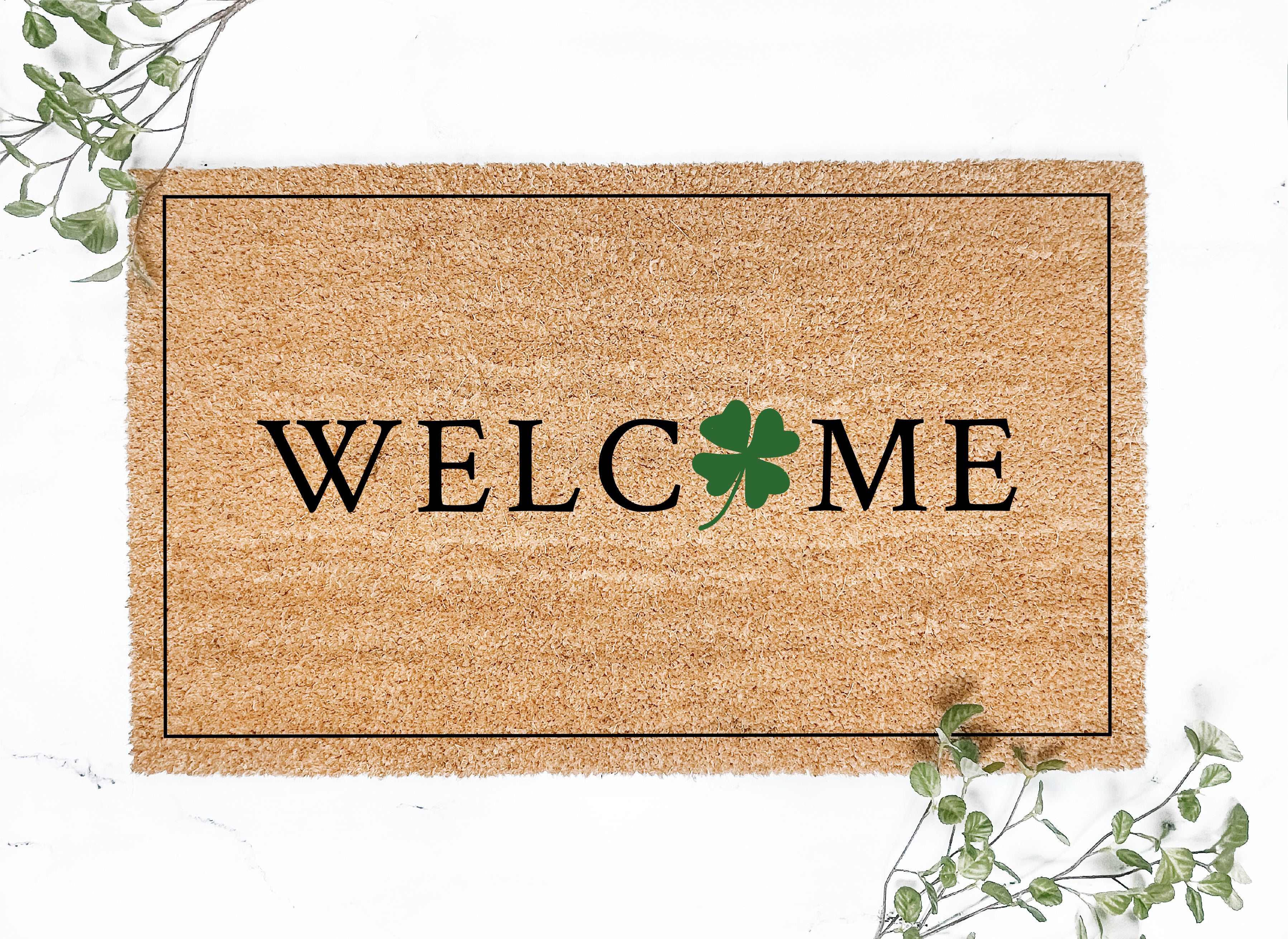 Welcome Clover Bordered Doormat