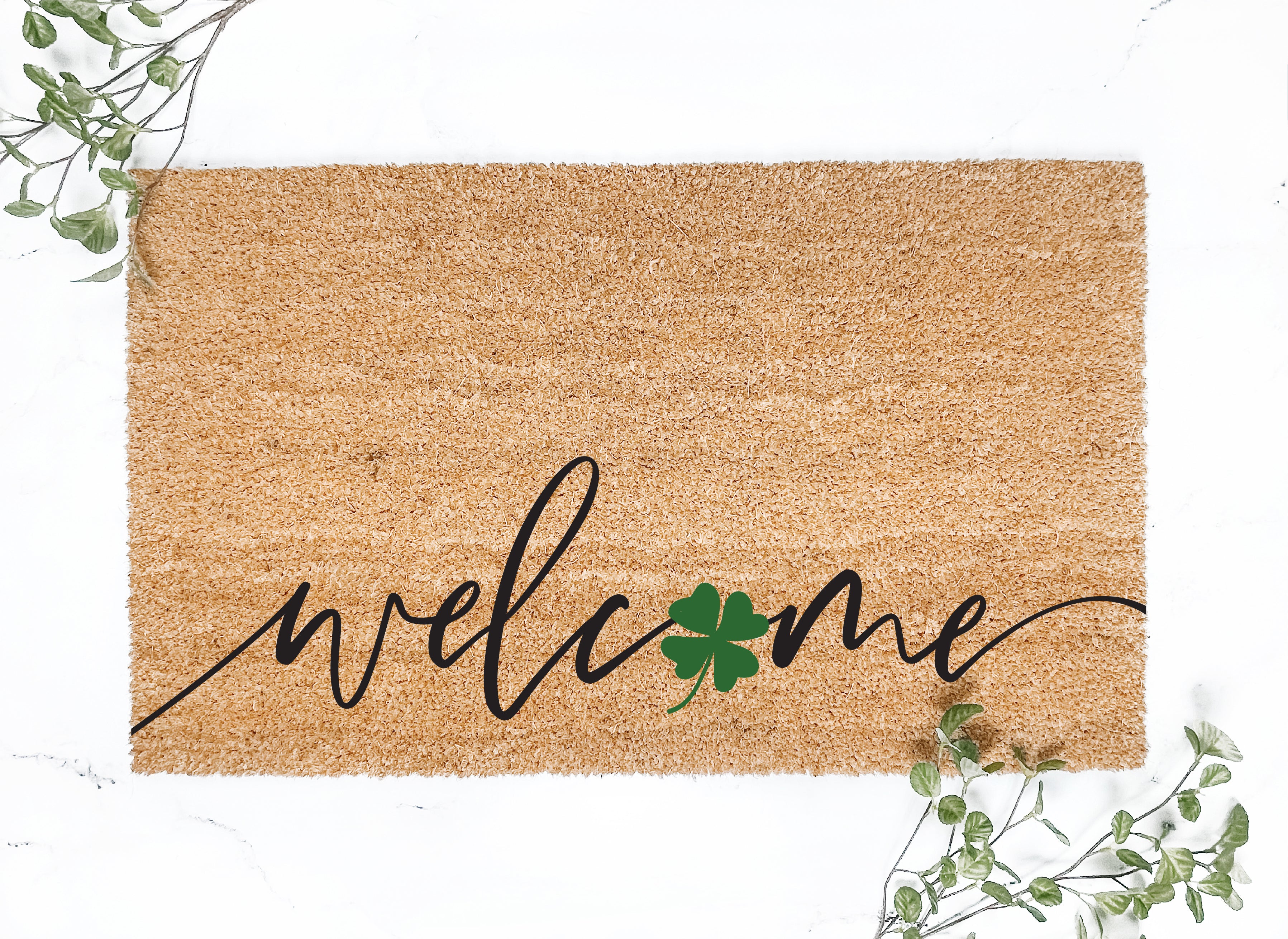 Welcome Clover Script Doormat