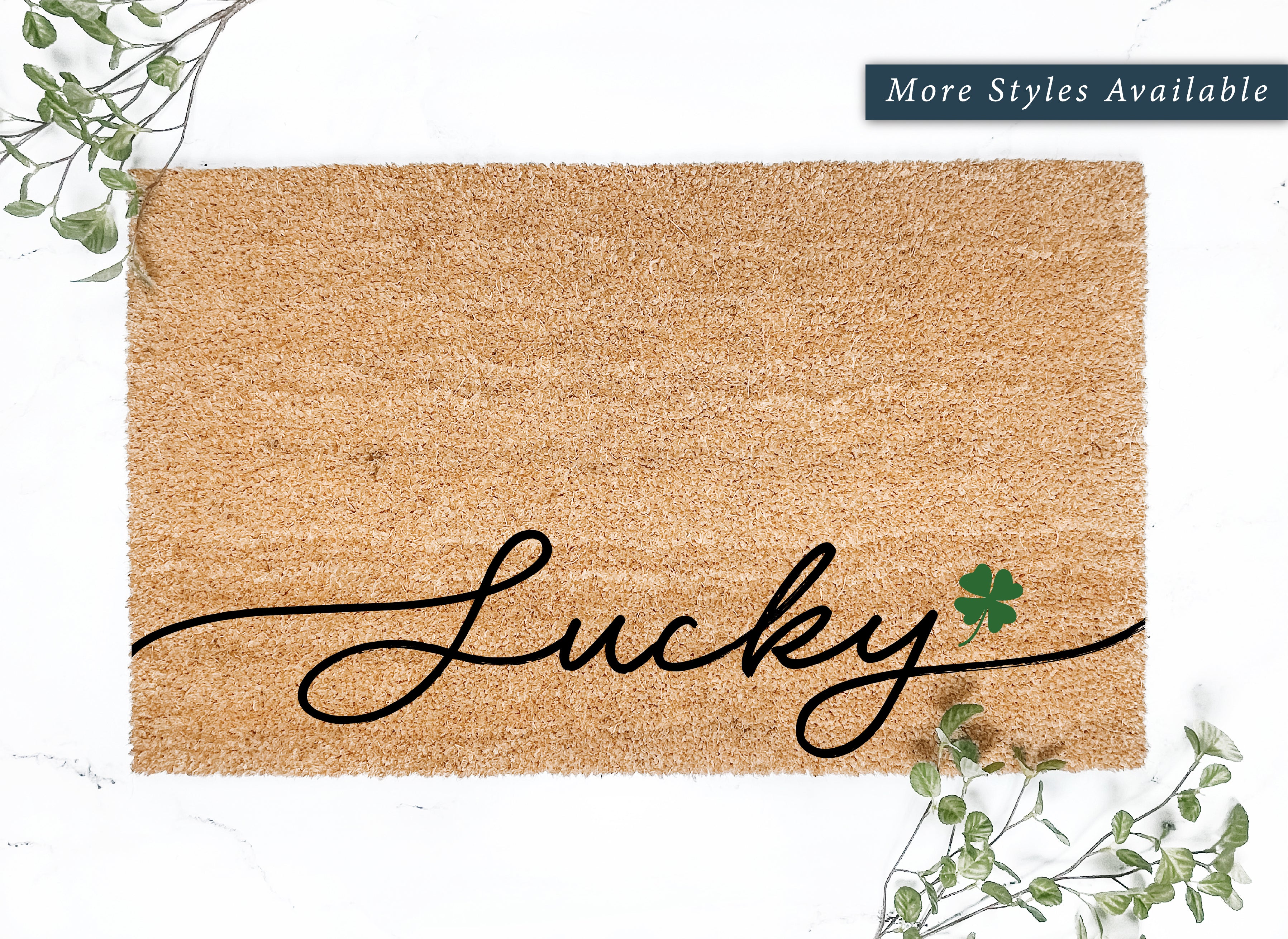 Lucky Clover Modern Script Doormat