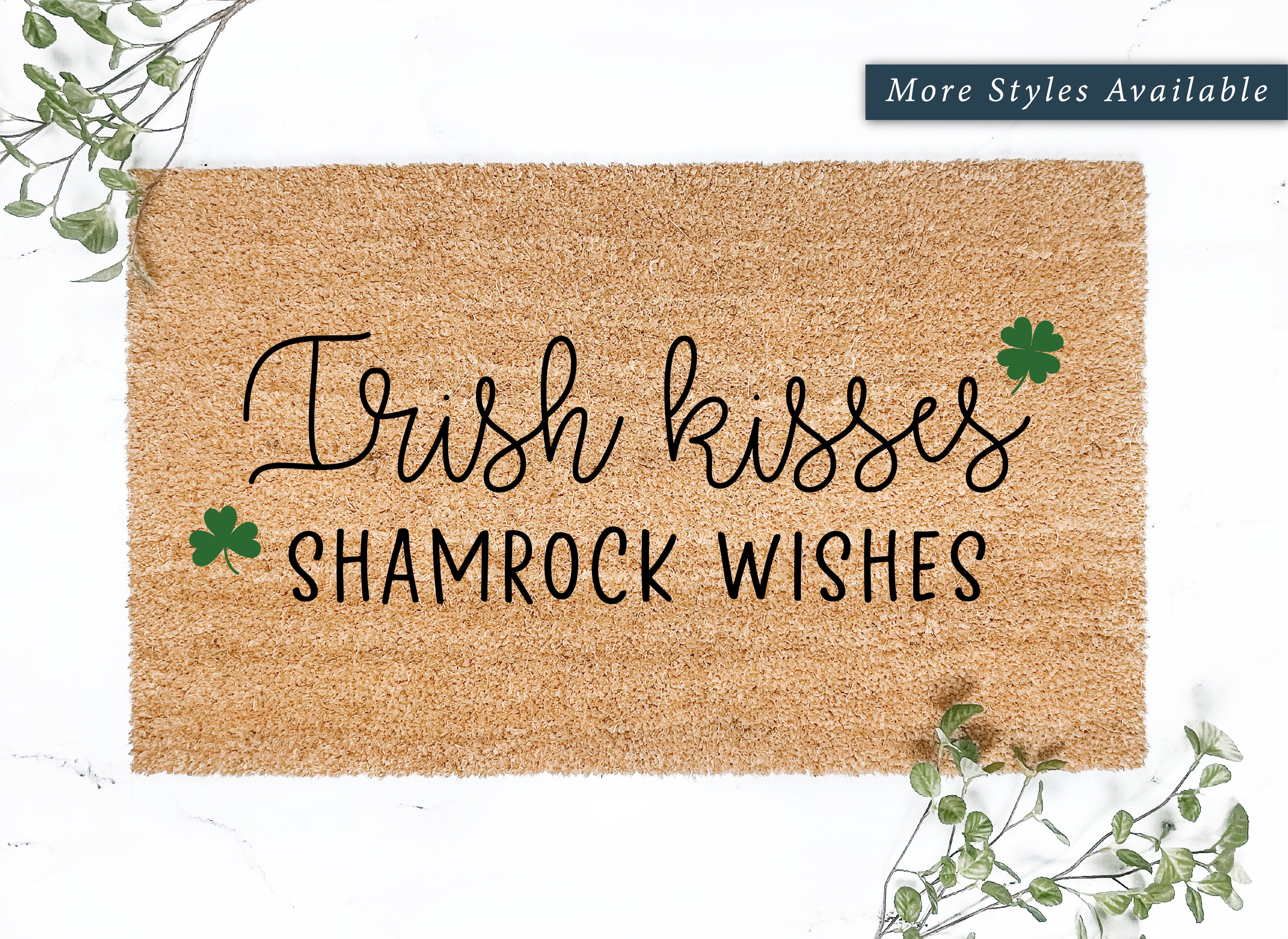 Irish Kisses Shamrock Wishes Doormat