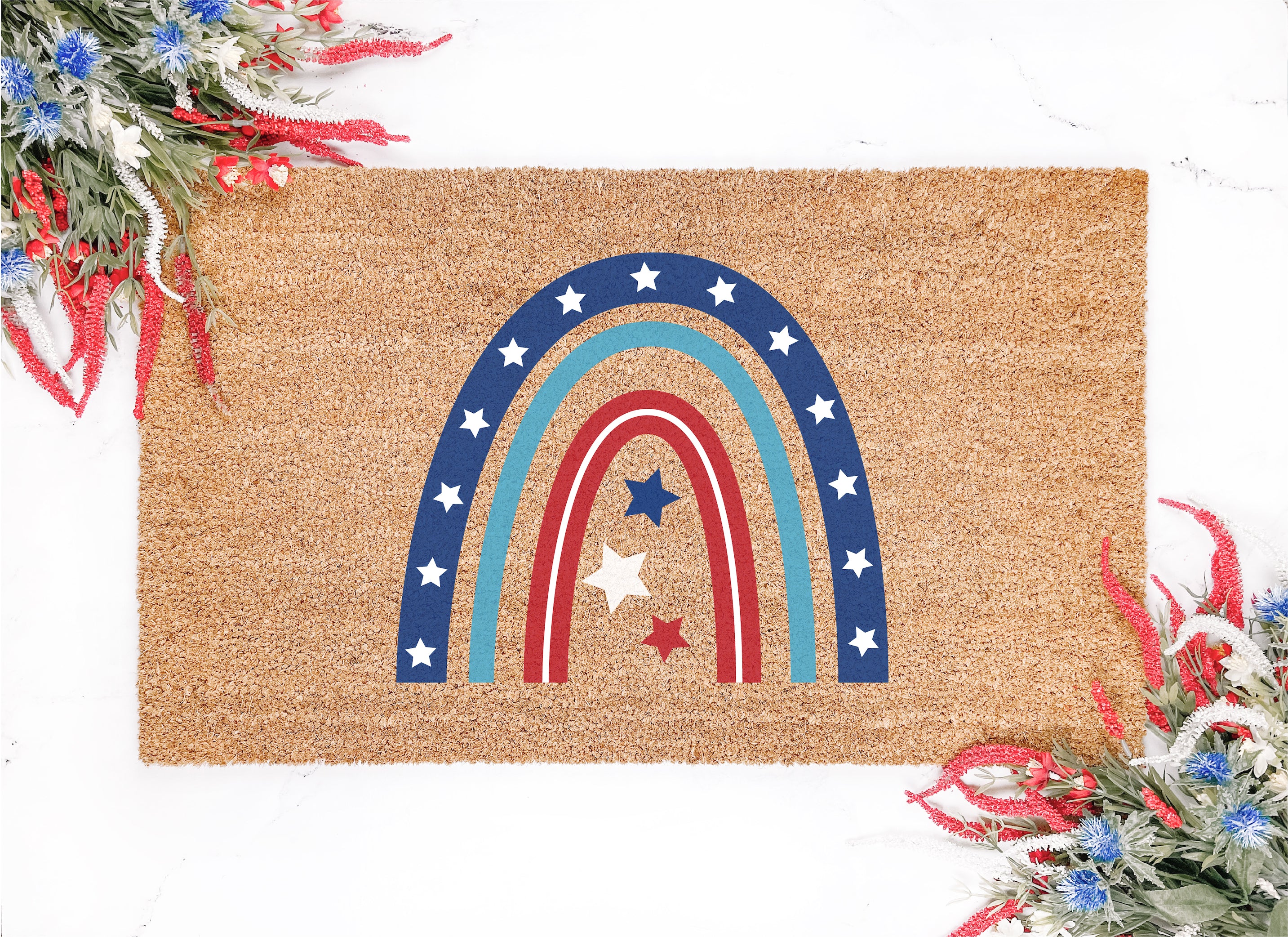 Red White And Blue Rainbow Doormat