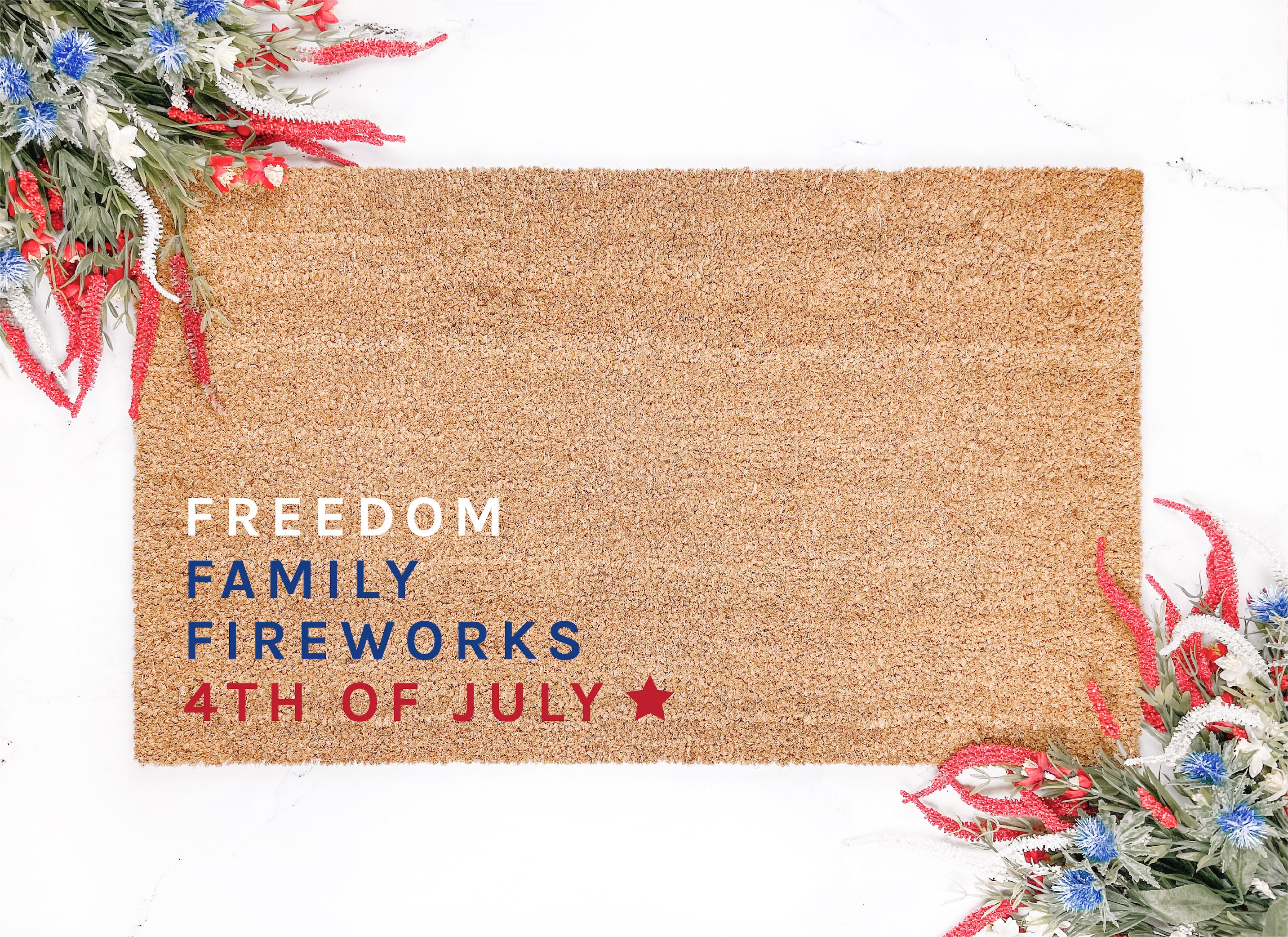Freedom Family Fireworks Red White And Blue Doormat