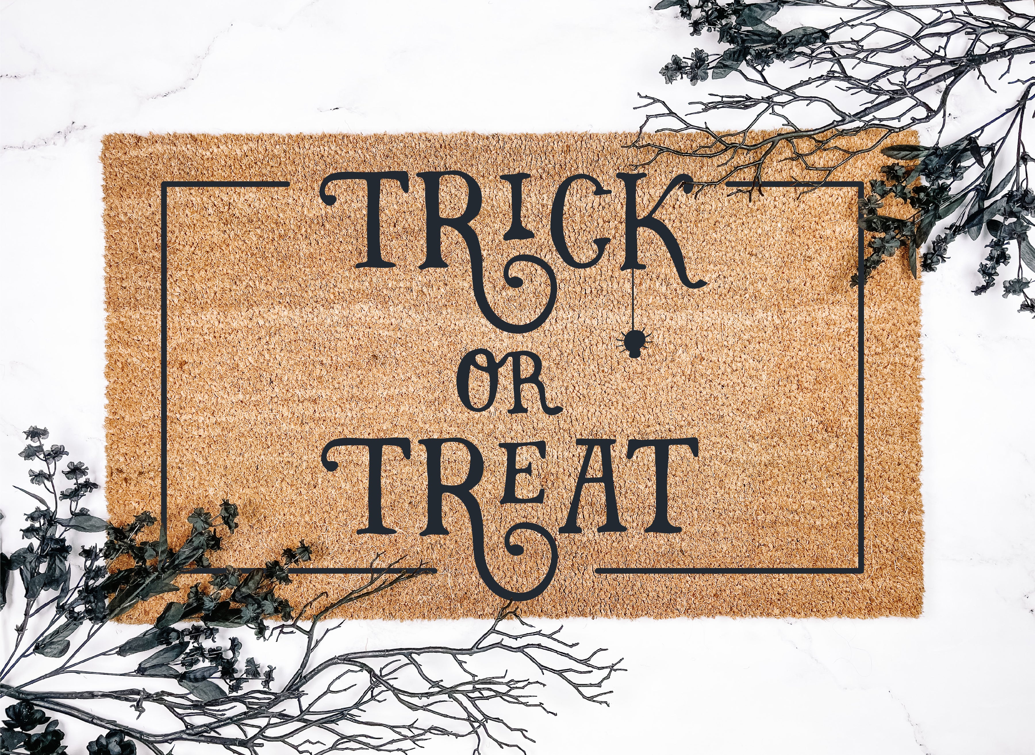 Trick or Treat Spider Dangle Bordered Doormat
