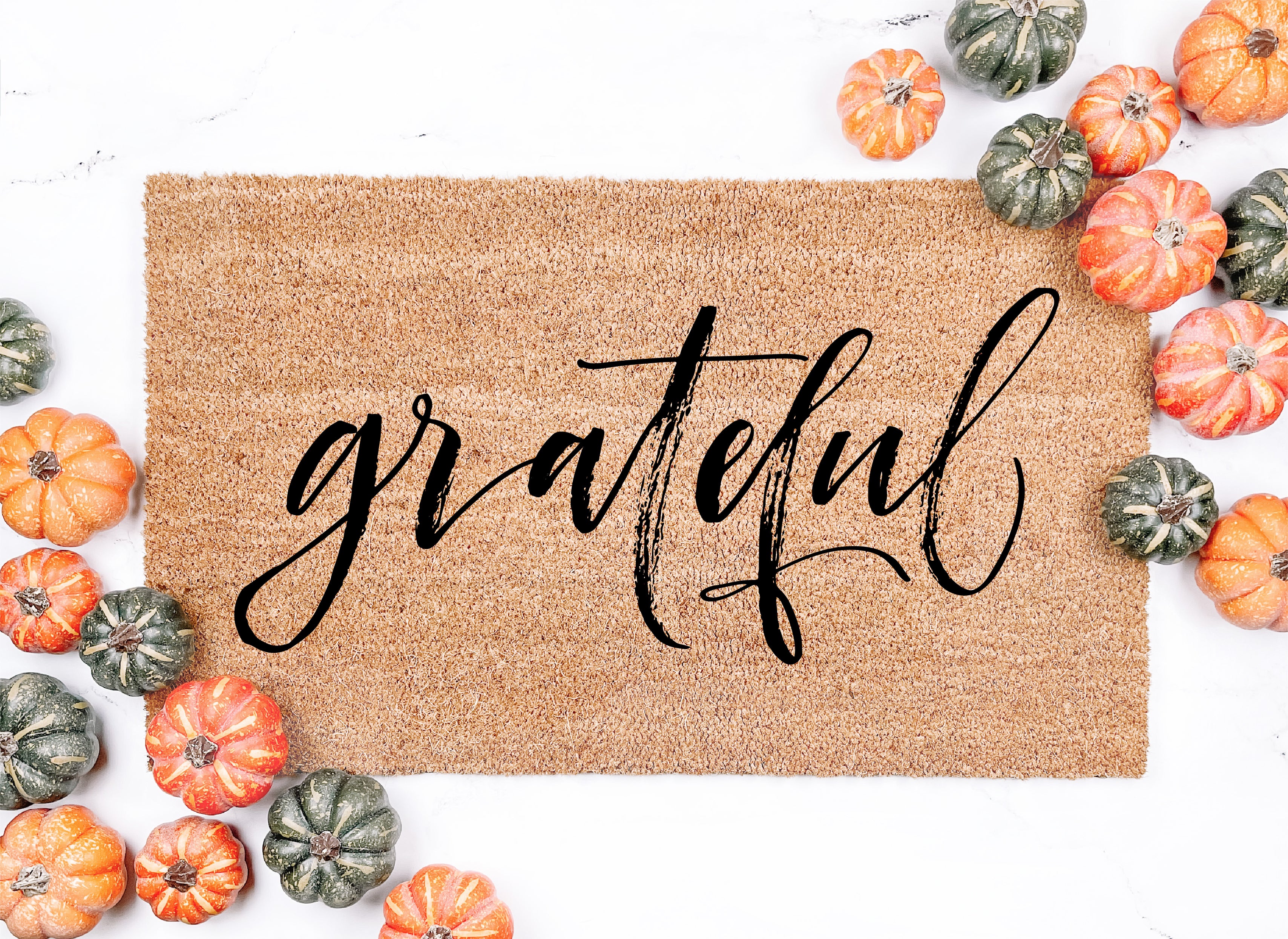 Grateful Script Thanksgiving Doormat
