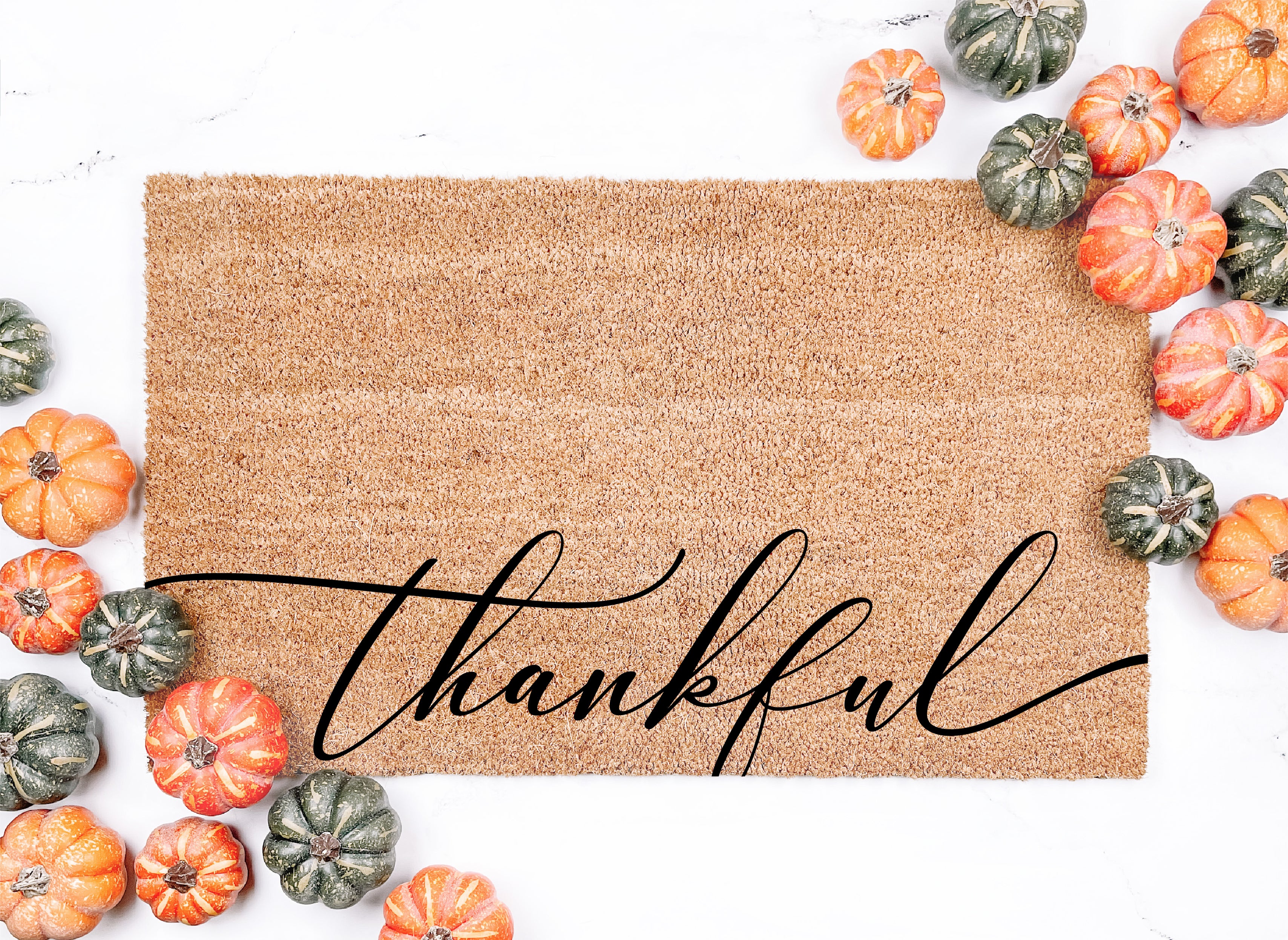 Thankful Bottom Script Thanksgiving Doormat