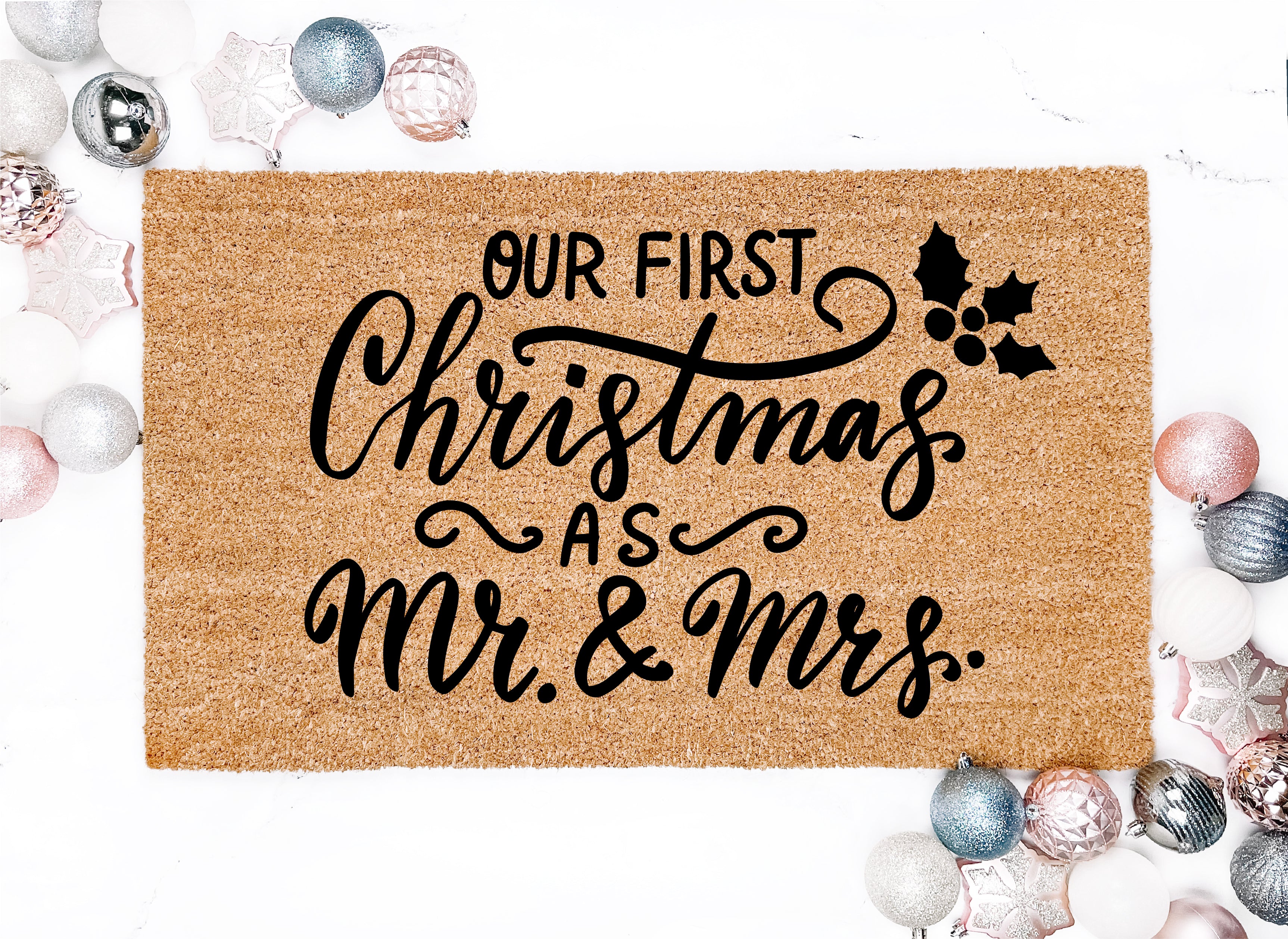 Newlywed First Christmas Doormat