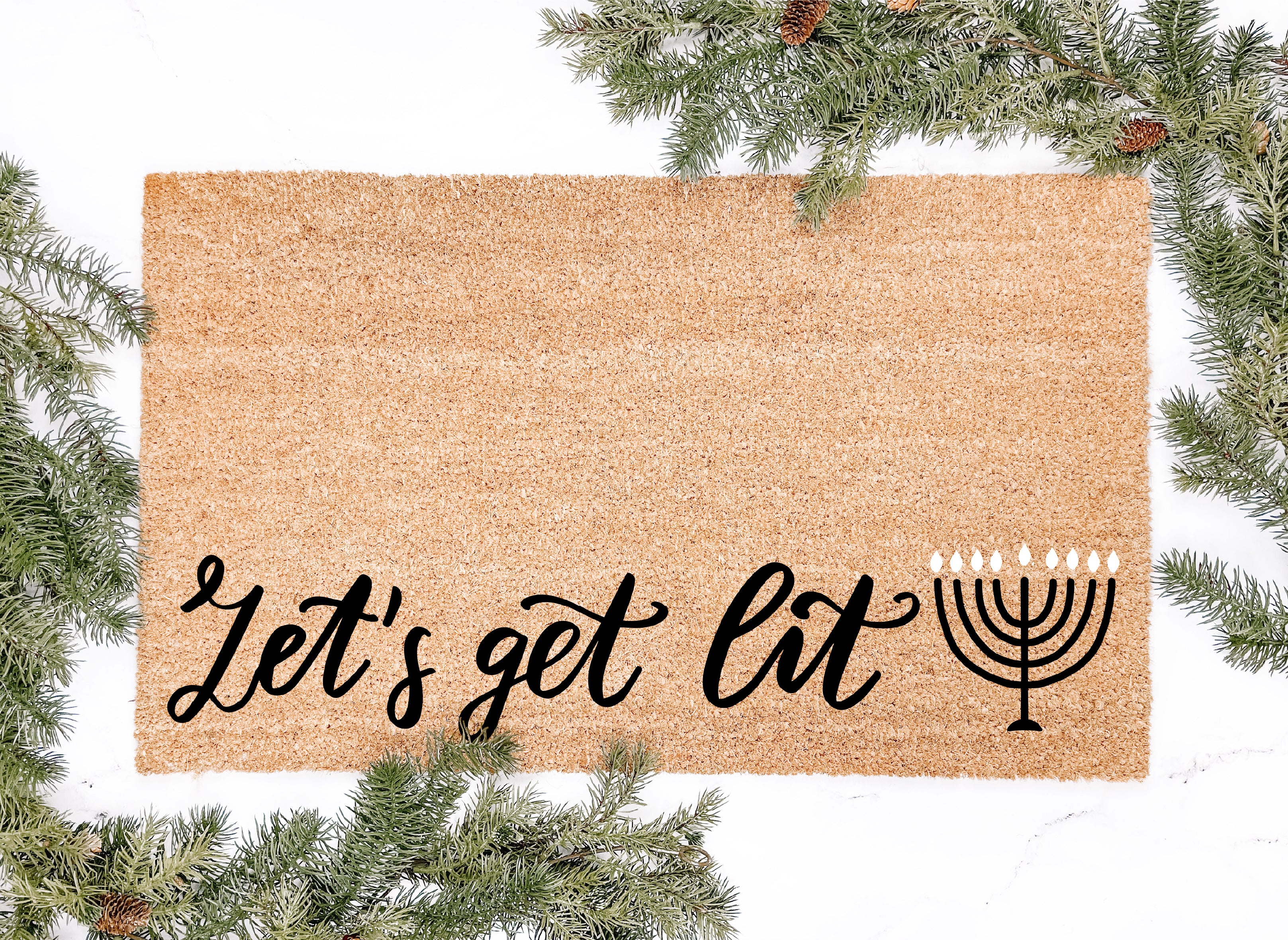 Let's get Lit Hanukkah Doormat