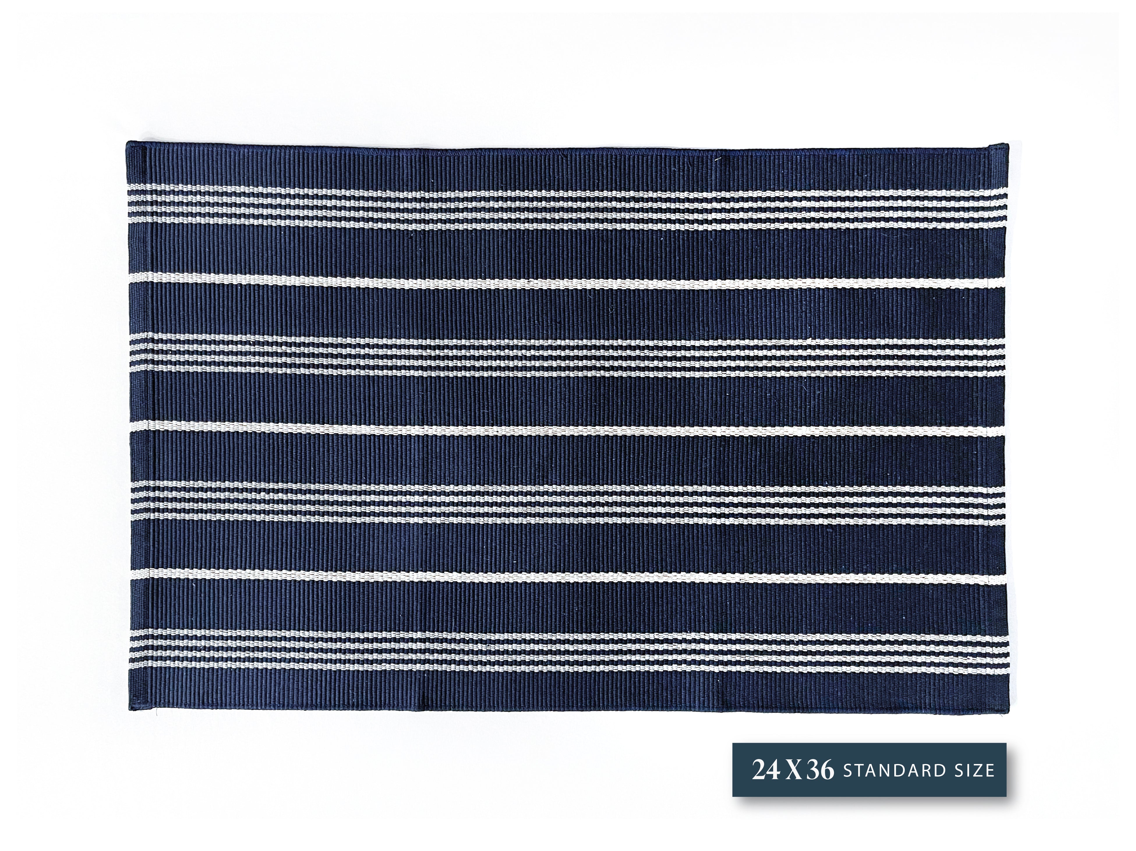 Navy and White Stripe Layering Rug