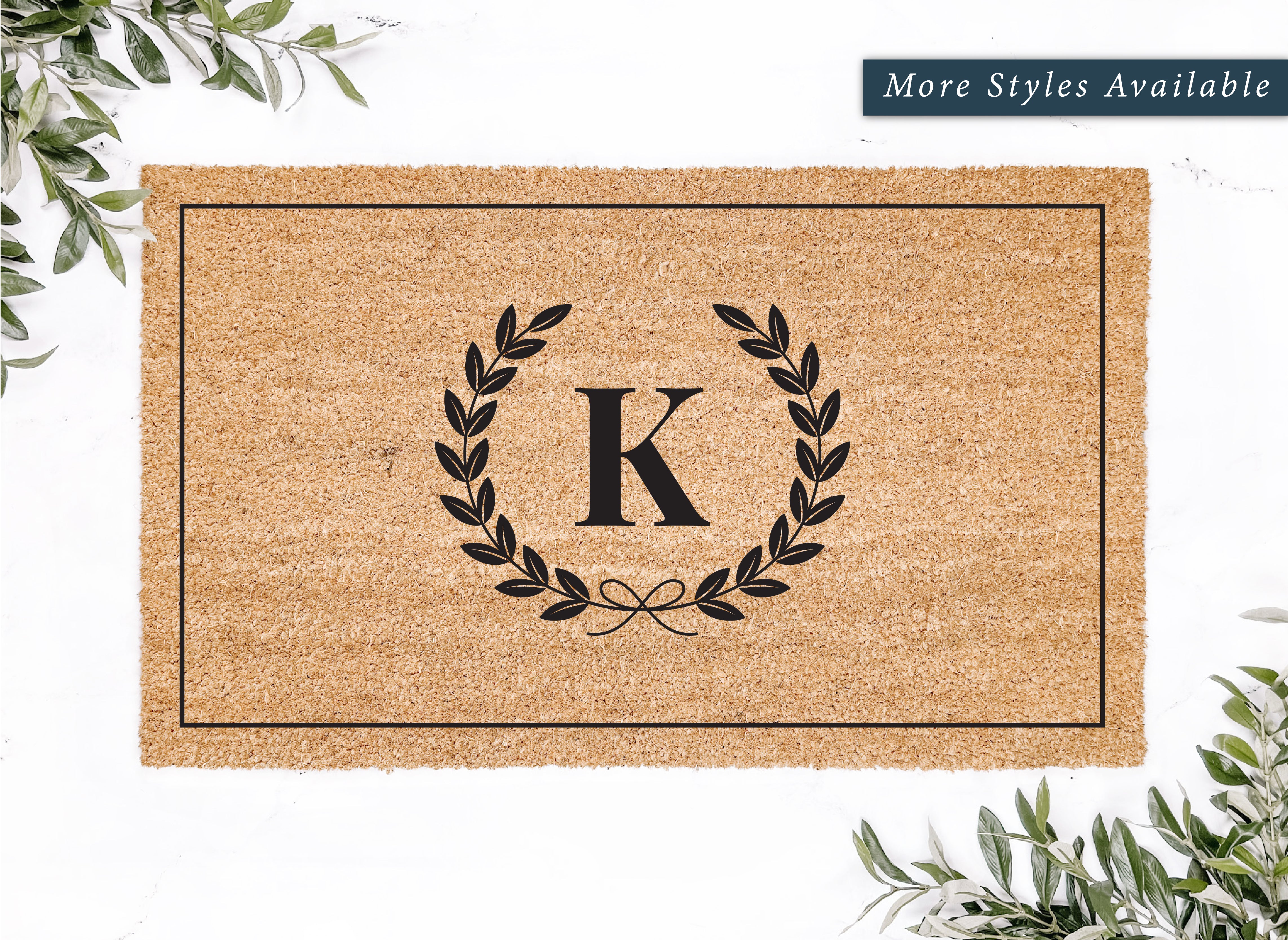 Personalized Initial Flourish Framed Doormat