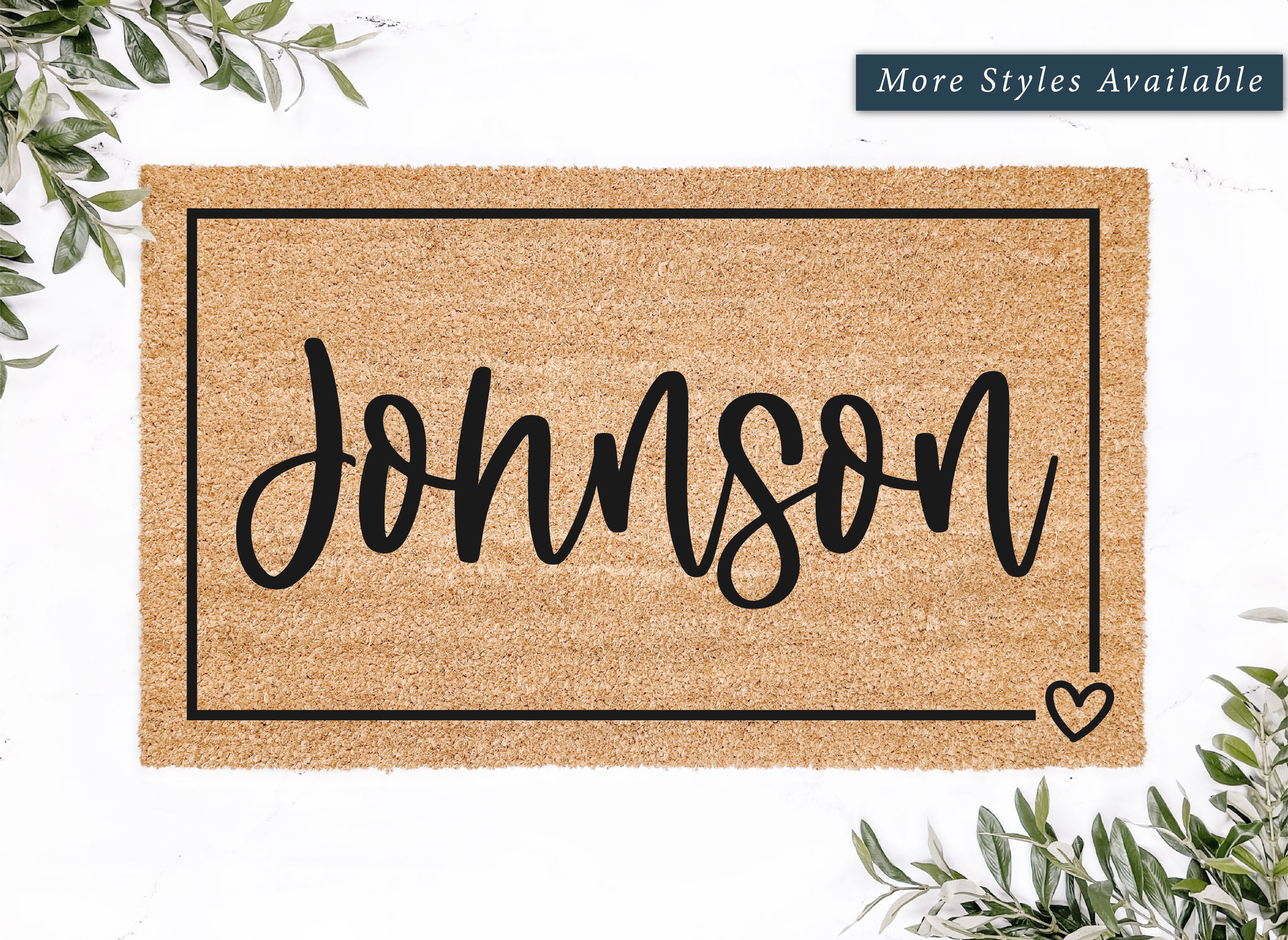Personalized Heart Border Doormat