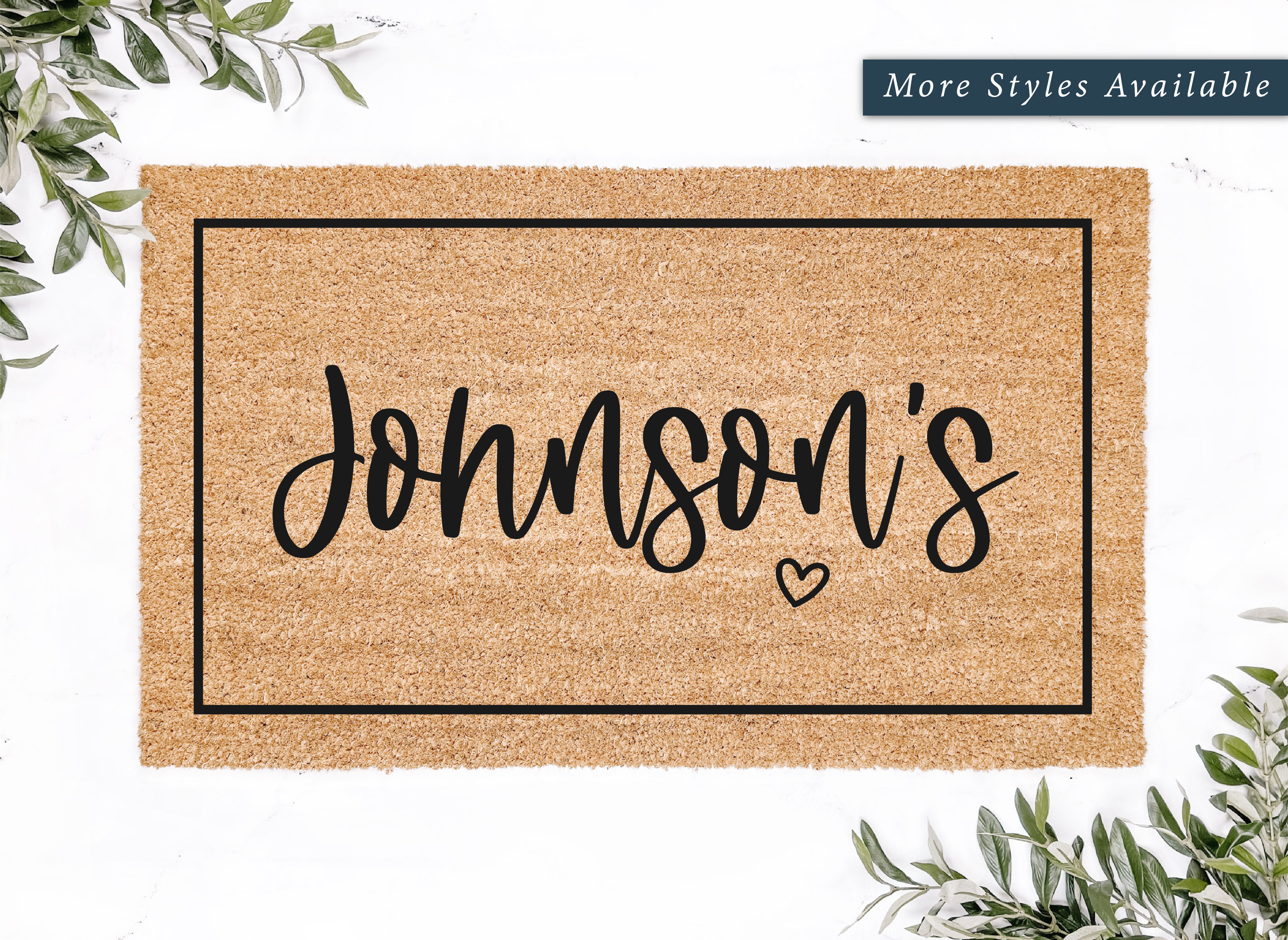 Personalized Heart and Frame Doormat