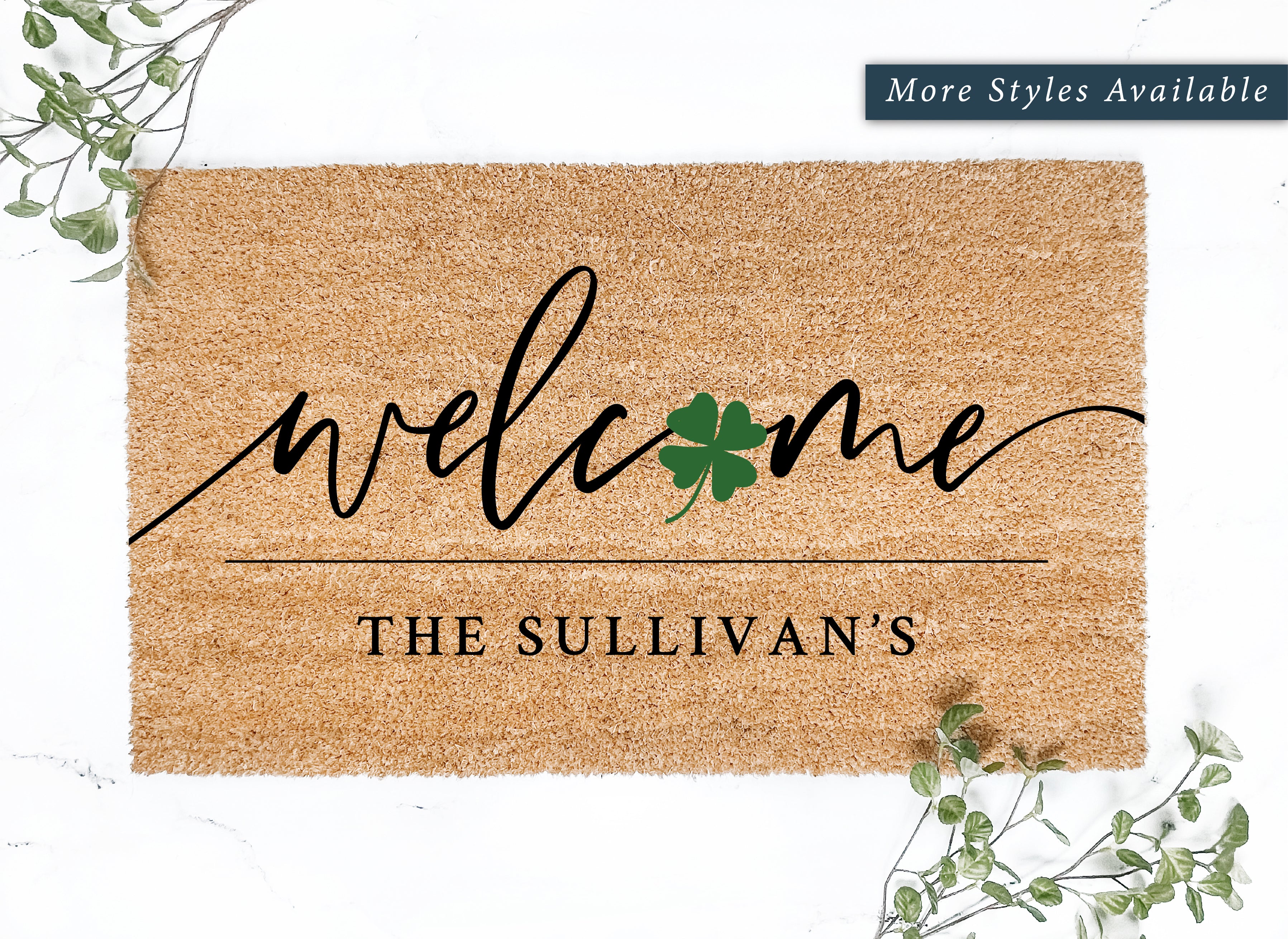 Personalized Shamrock Welcome Doormat