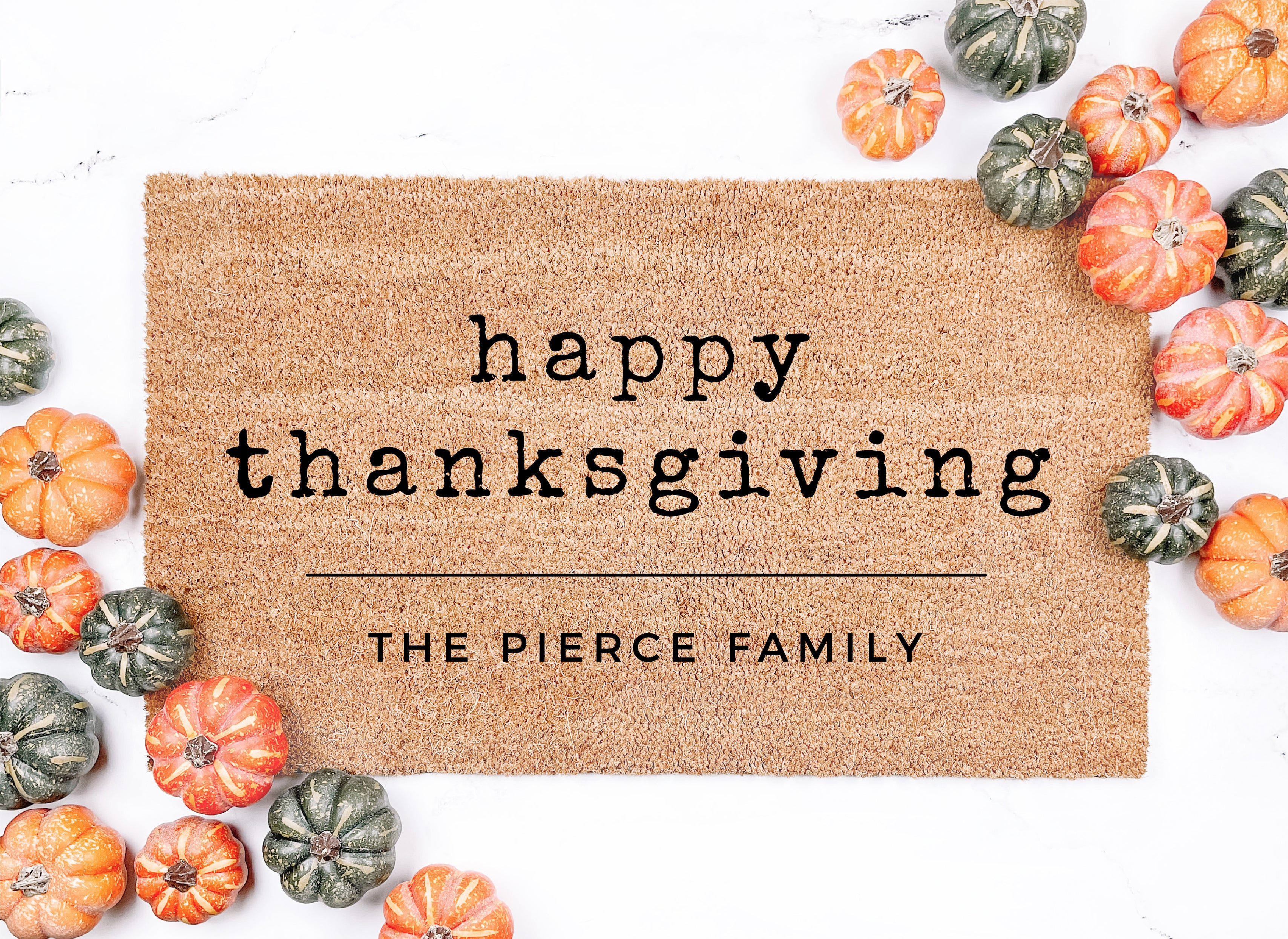 Thankful Personalized Thanksgiving Doormat