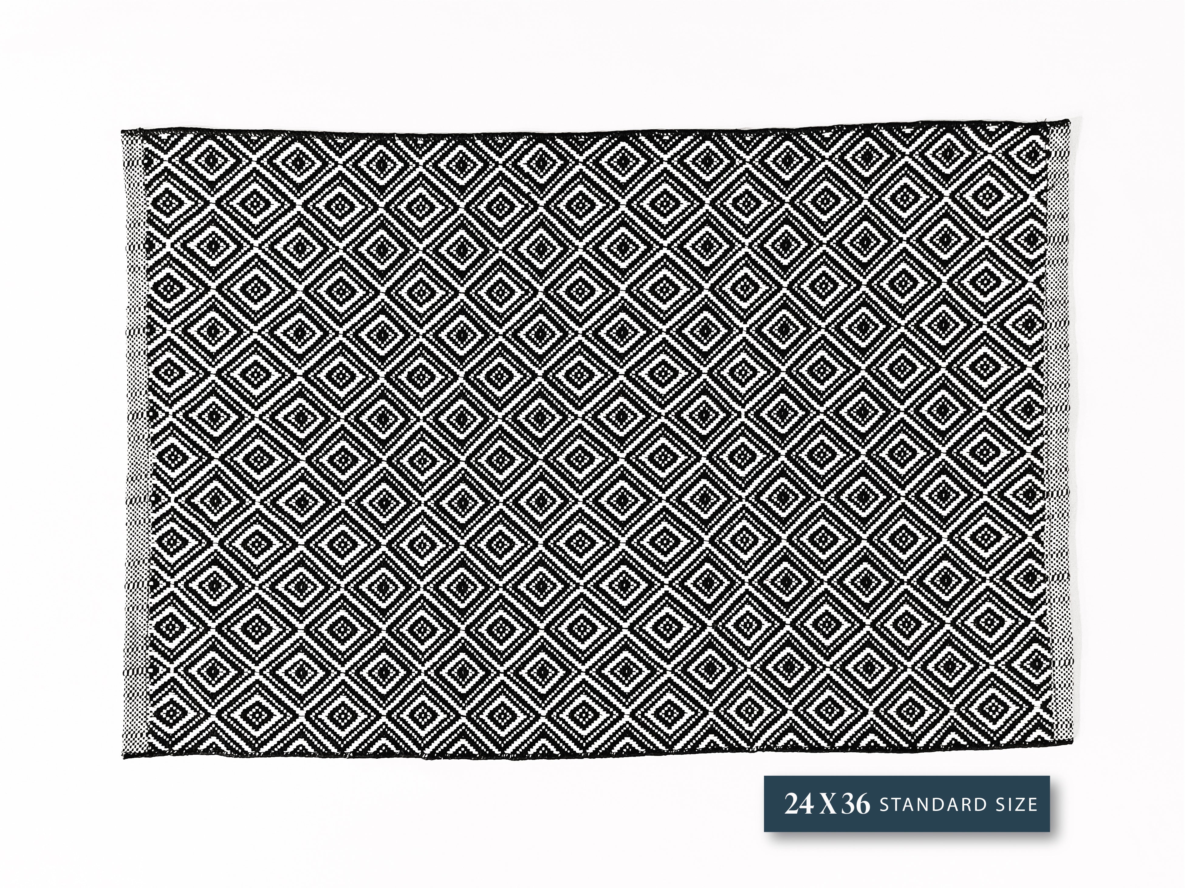 Black and White Geometric Layering Rug
