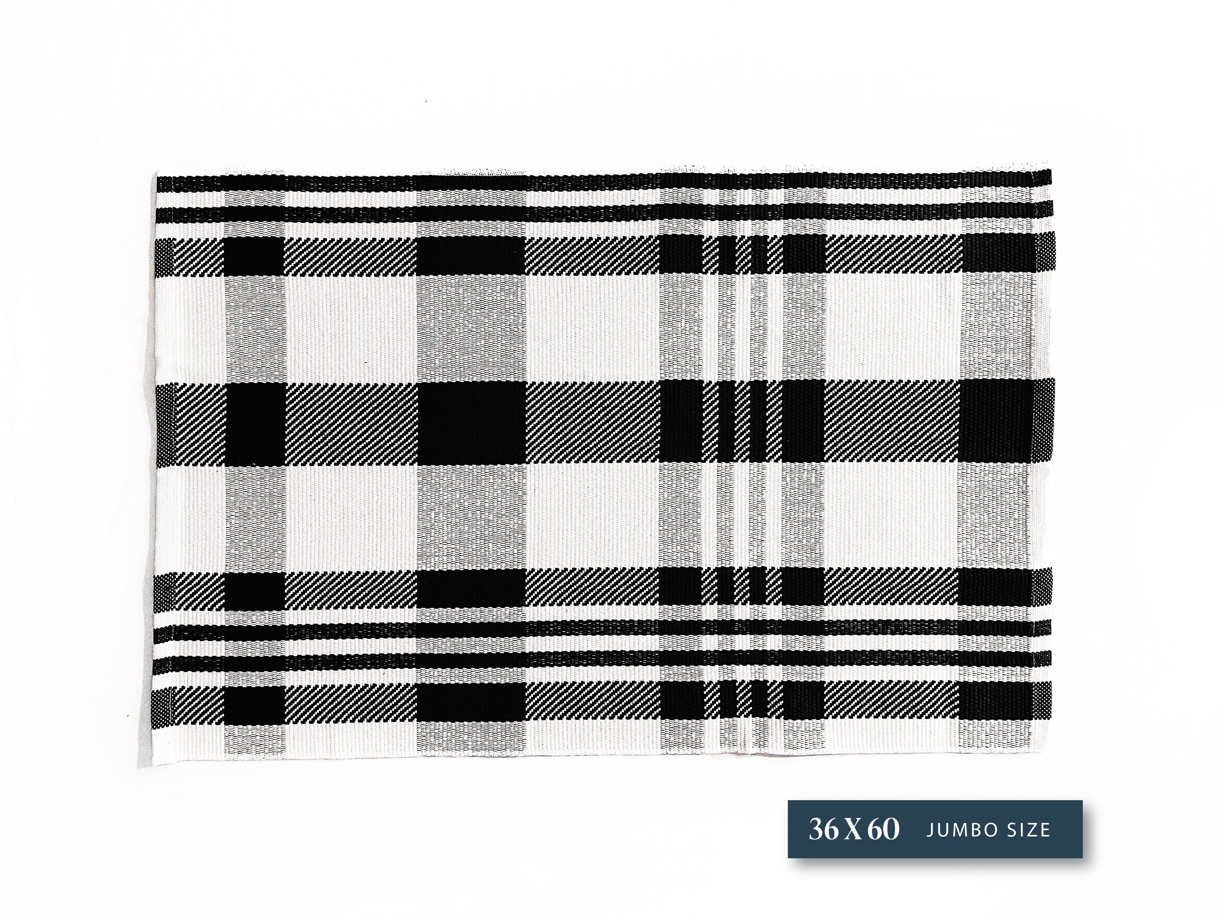 Jumbo Modern Black and White Plaid Layering Rug
