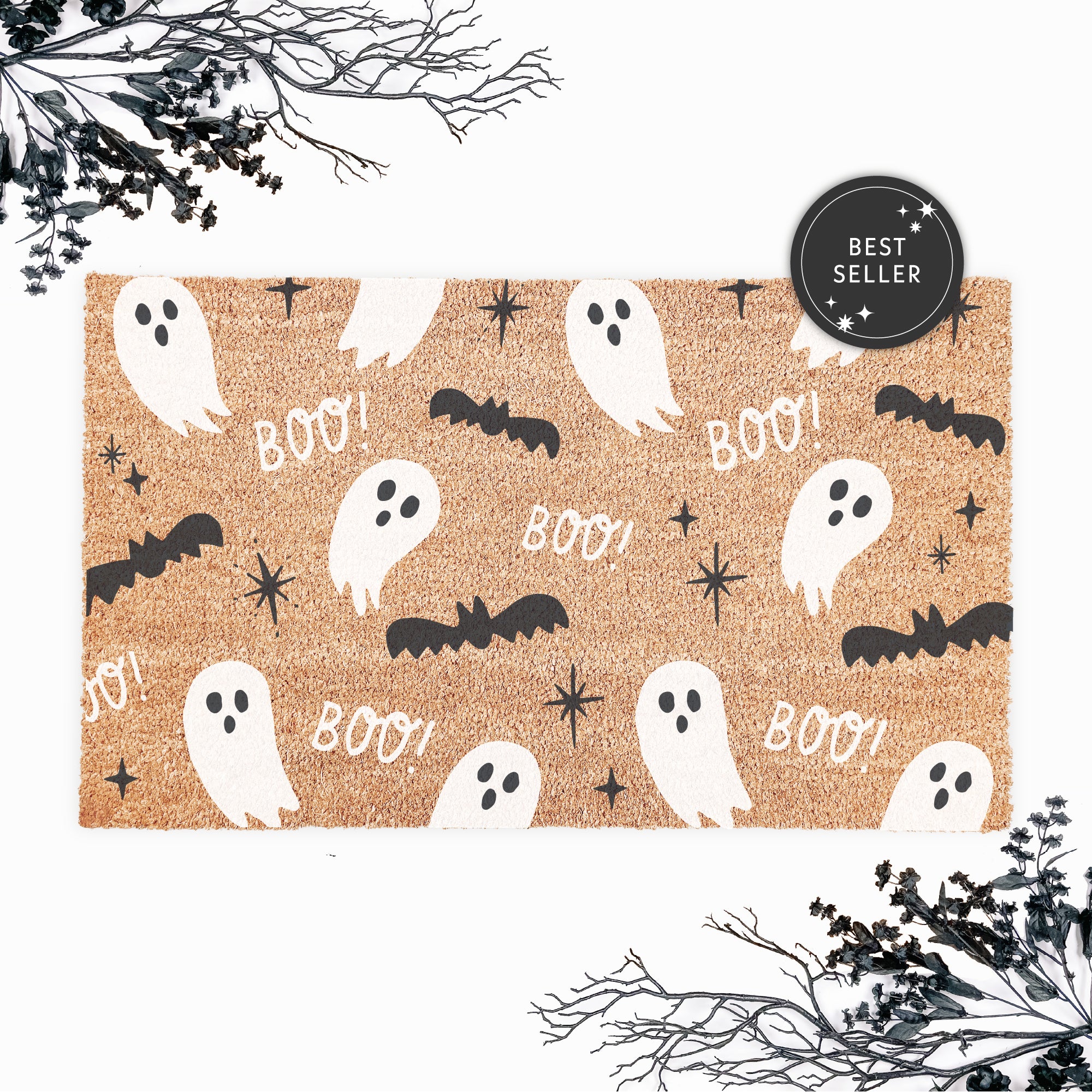 Boo! Ghost & Bat Pattern Doormat